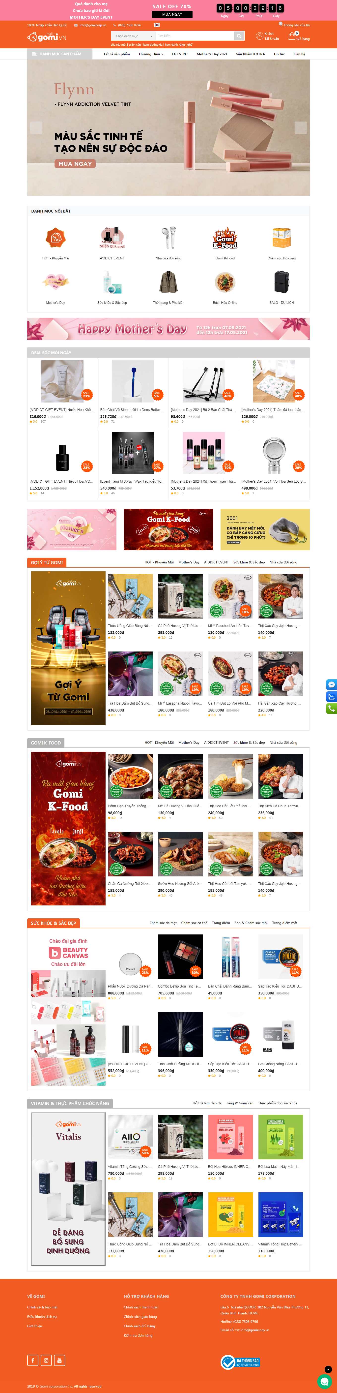 Thiết kế Web bán đồ chơi ô tô, linh kiện ô tô gomimall.vn