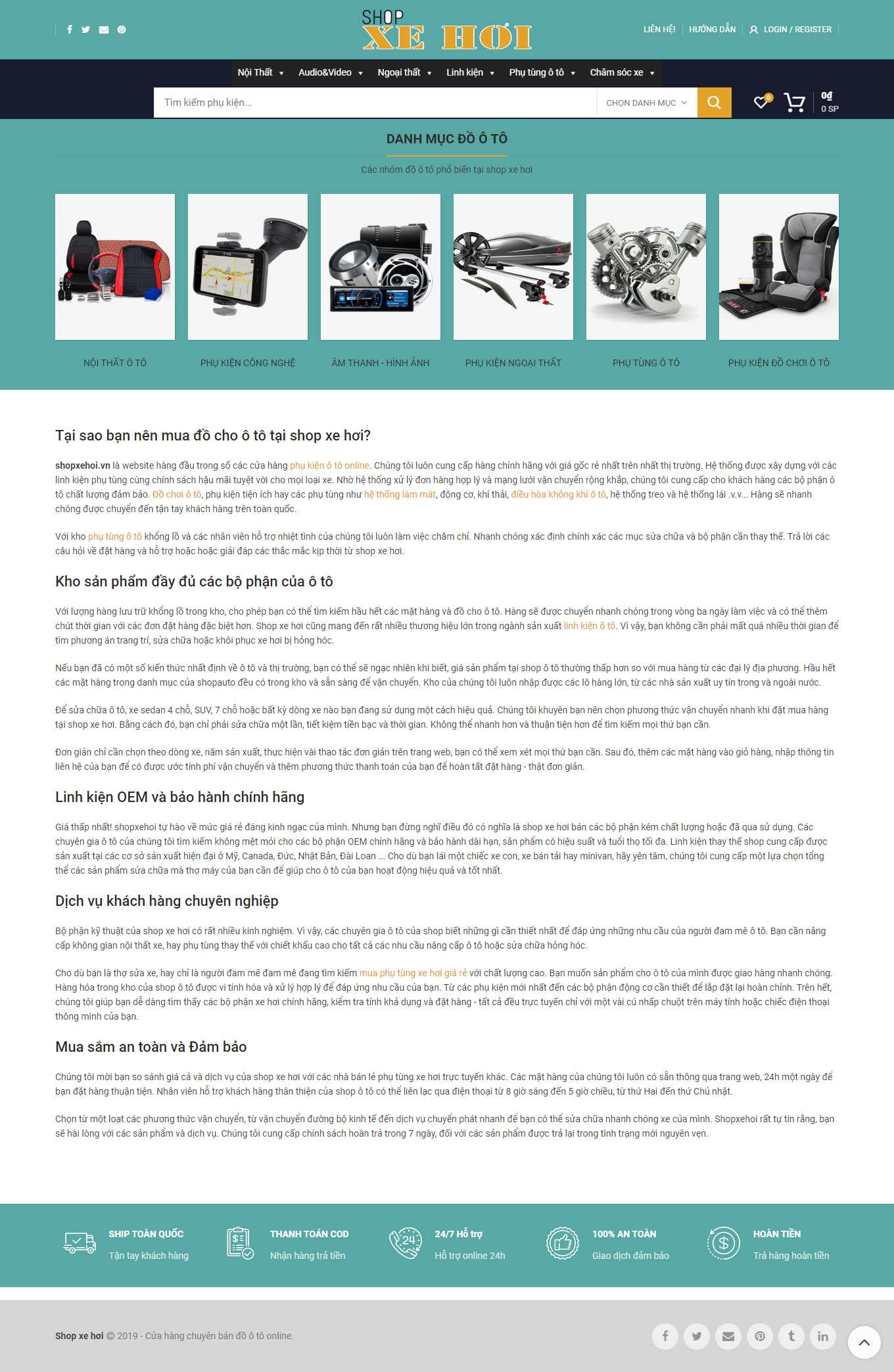 Thiết kế Web bán đồ chơi ô tô, linh kiện ô tô shopxehoi.vn