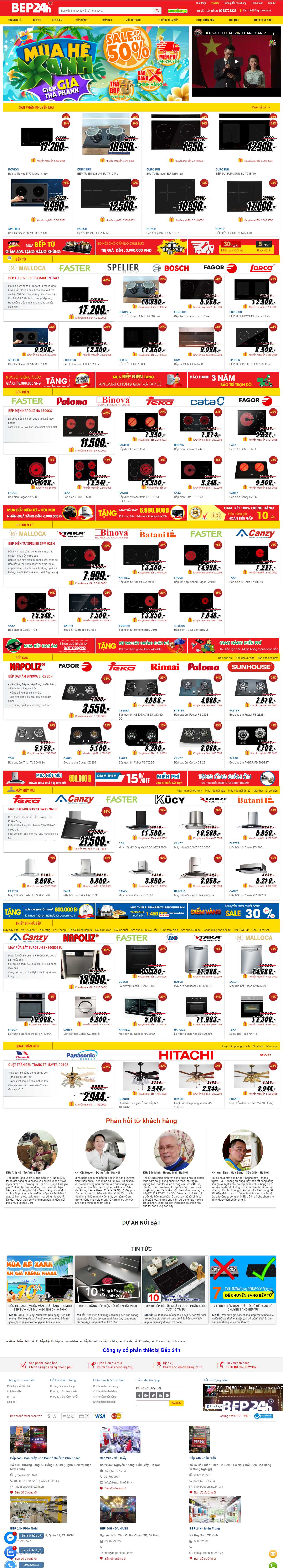 Thiết kế Web thiết bị nhà bếp cao cấp beponline24h.com.vn