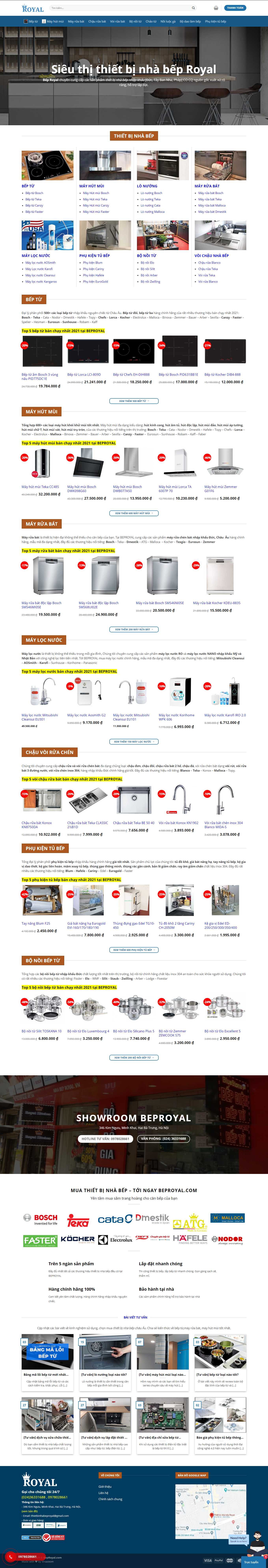 Thiết kế Web thiết bị nhà bếp cao cấp beproyal.com