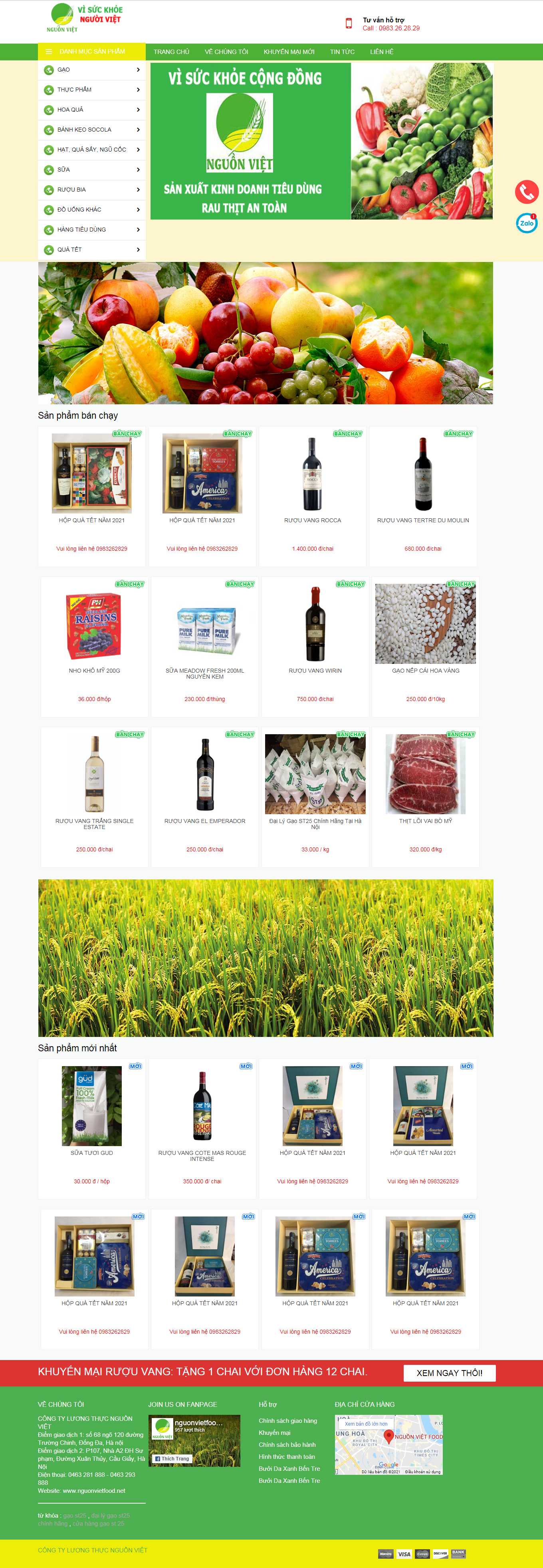 Thiết kế Web bán gạo sạch nguonvietfood.net