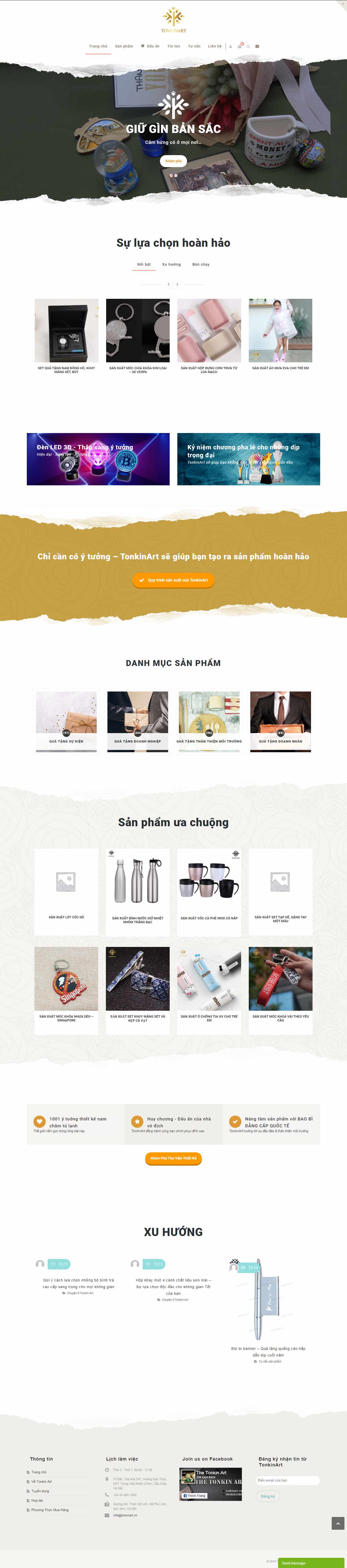 Thiết kế Web thú nhồi bông, quà lưu niệm tonkinart.vn