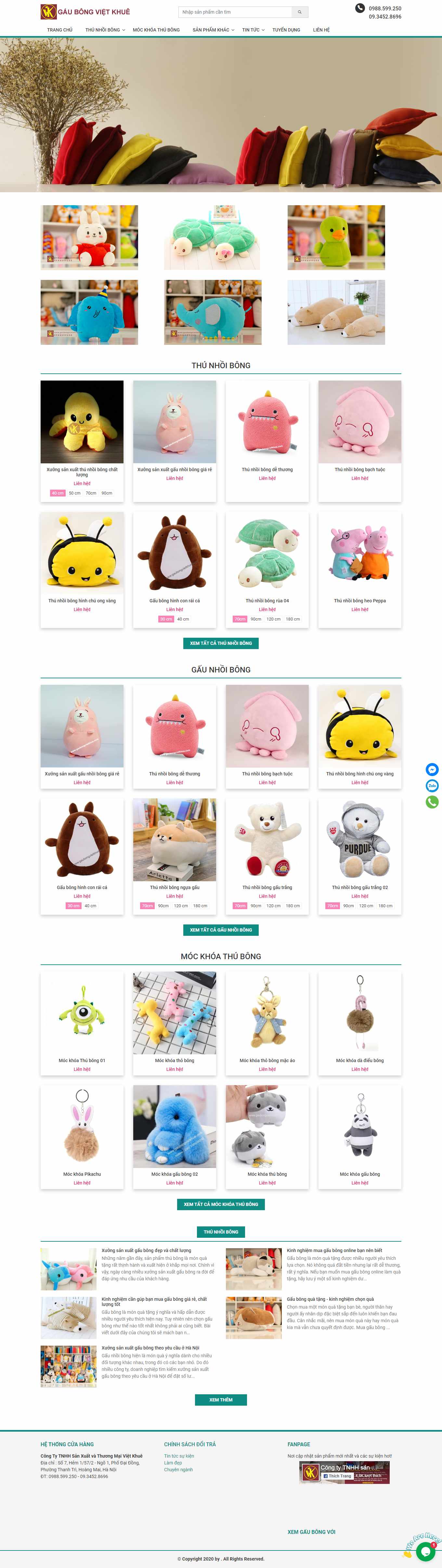 Thiết kế Web thú nhồi bông, quà lưu niệm gaubongvietkhue.com