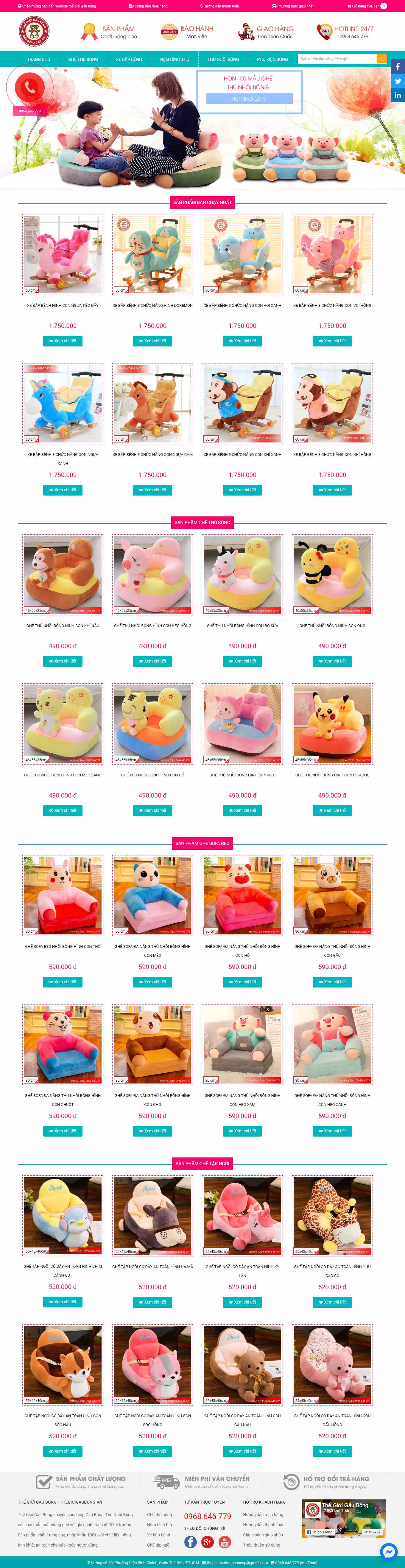 Thiết kế Web thú nhồi bông, quà lưu niệm thegioigaubong.vn