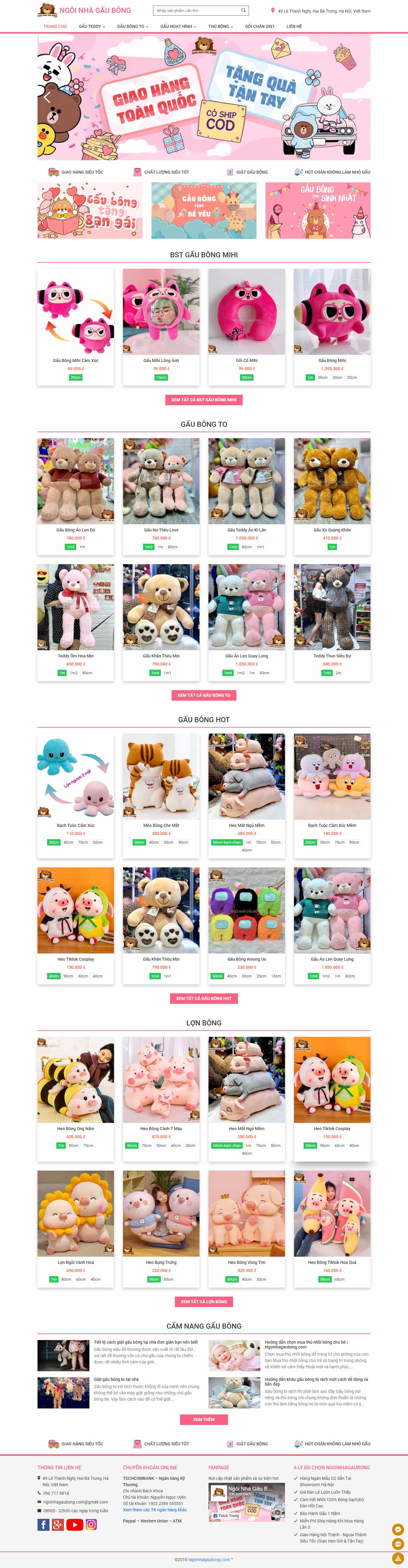 Thiết kế Web thú nhồi bông, quà lưu niệm ngoinhagaubong.com