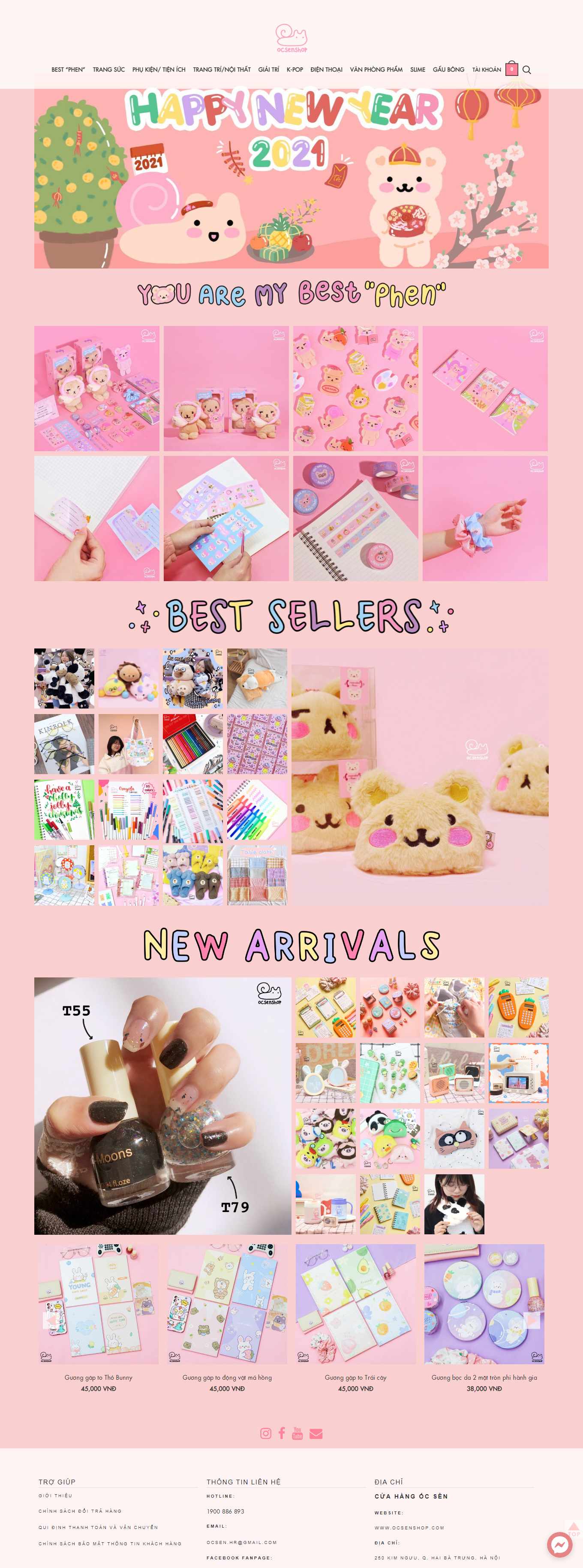 Thiết kế Web thú nhồi bông, quà lưu niệm ocsenshop.com