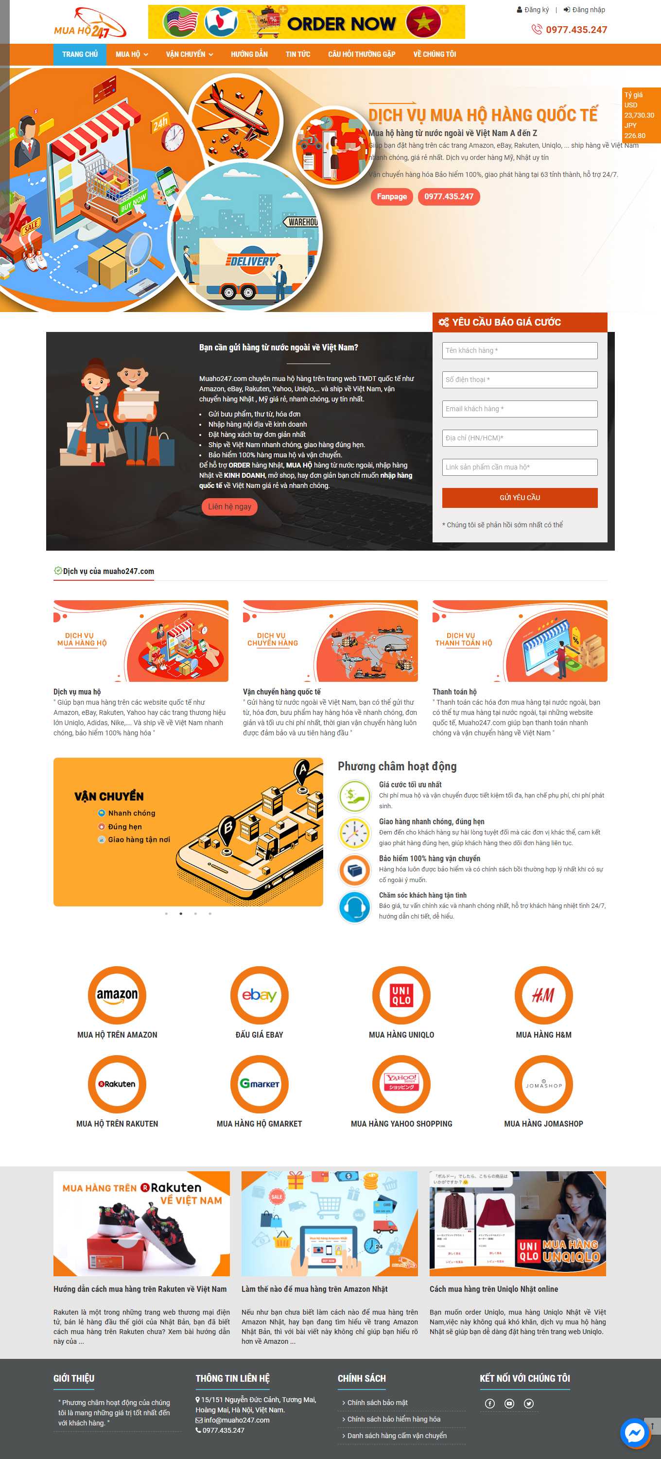 Thiết kế Web bán đồ xách tay, hàng order muaho247.com