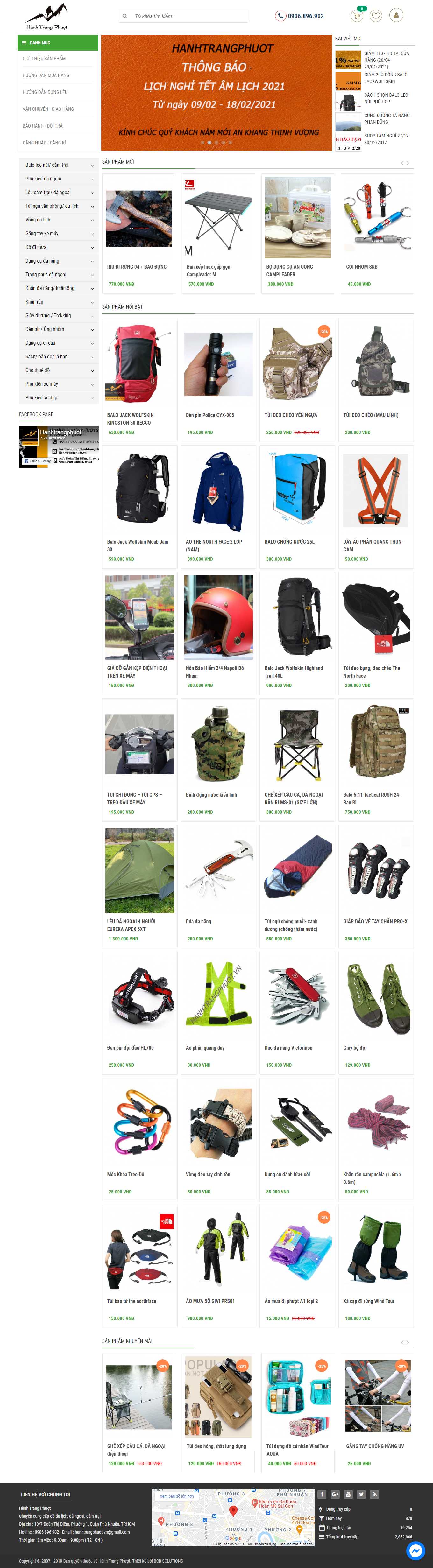 Thiết kế Web bán đồ phượt, vật dụng du lịch bụi hanhtrangphuot.vn