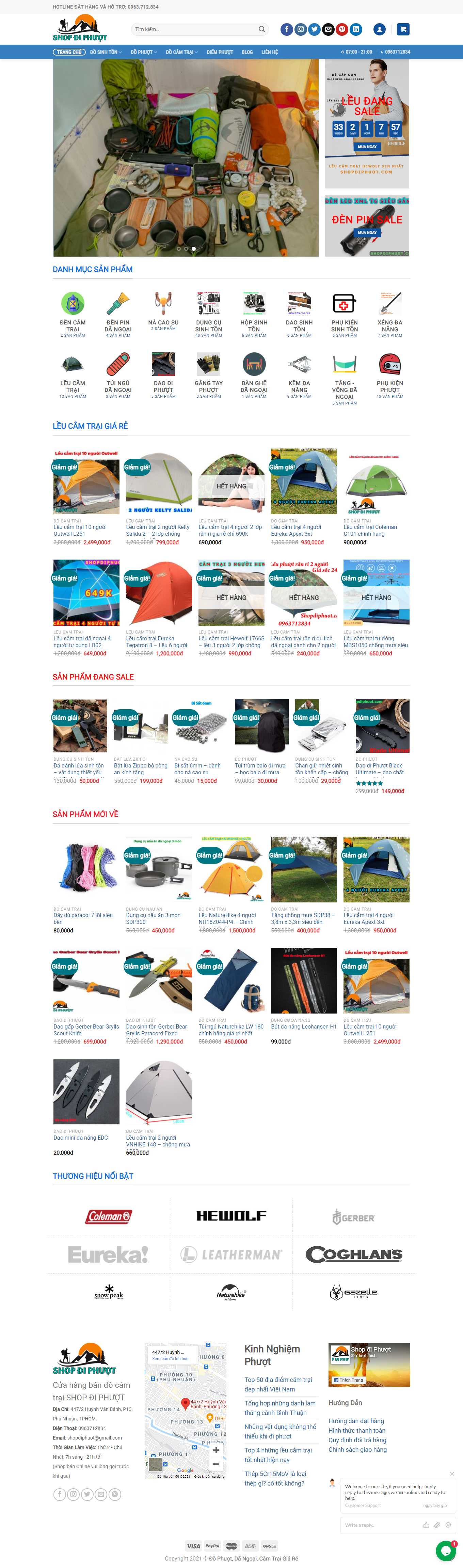 Thiết kế Web bán đồ phượt, vật dụng du lịch bụi shopdiphuot.com