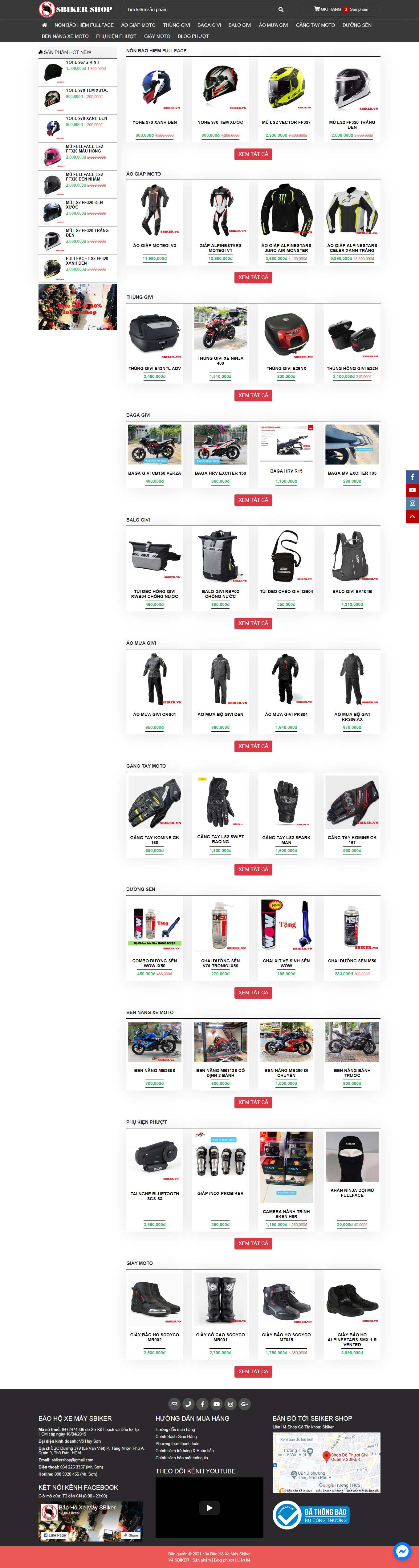 Thiết kế Web bán đồ phượt, vật dụng du lịch bụi sbiker.vn