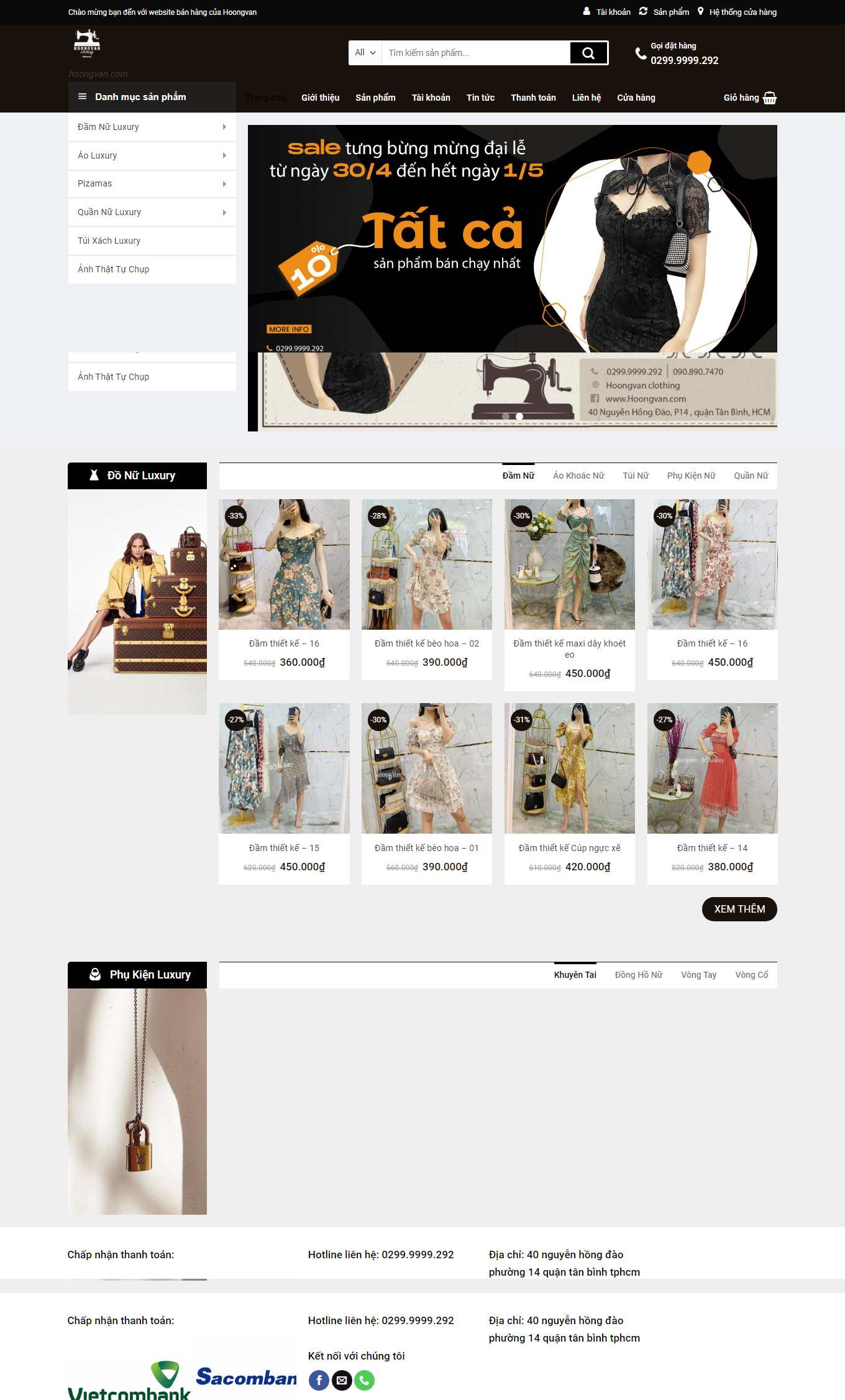 Thiết kế Web bán đồ lót đồ ngủ nam nữ online hoongvan.com