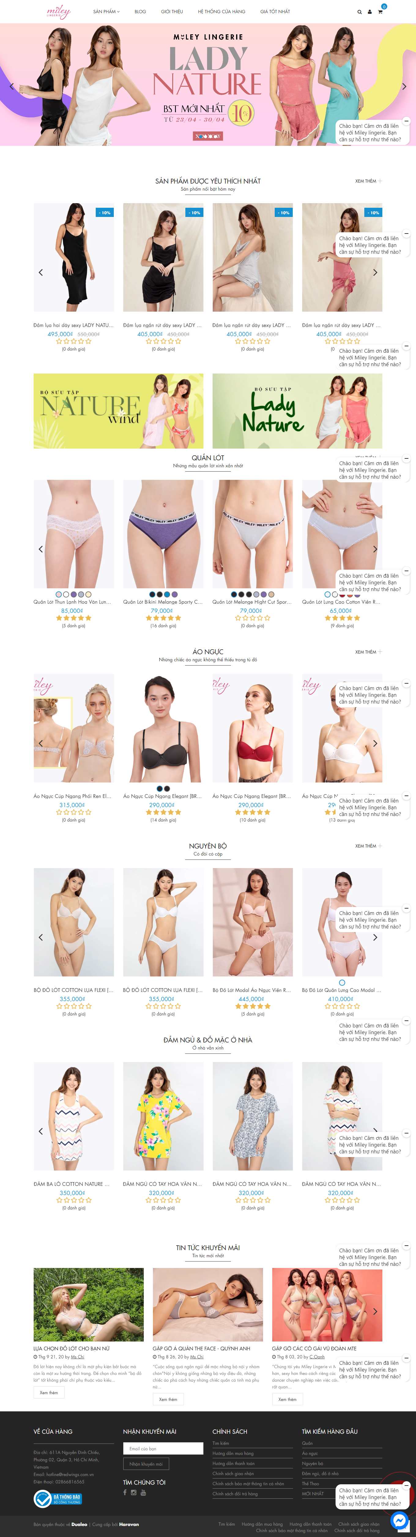 Thiết kế Web bán đồ lót đồ ngủ nam nữ online mileylingerie.com