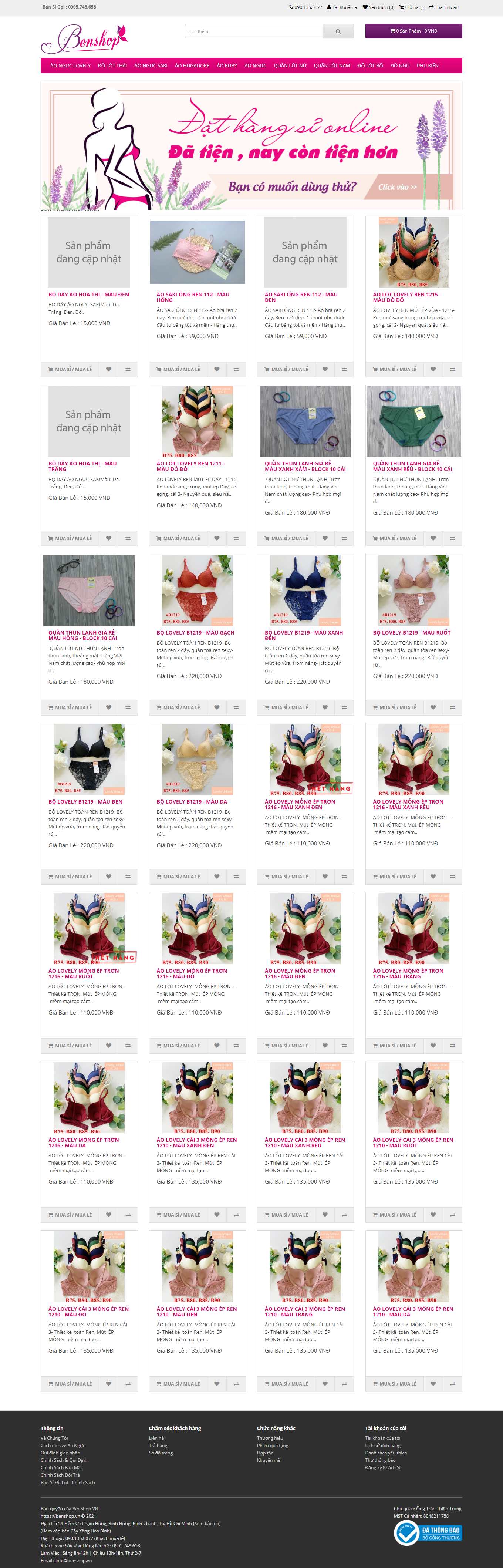 Thiết kế Web bán đồ lót đồ ngủ nam nữ online benshop.vn