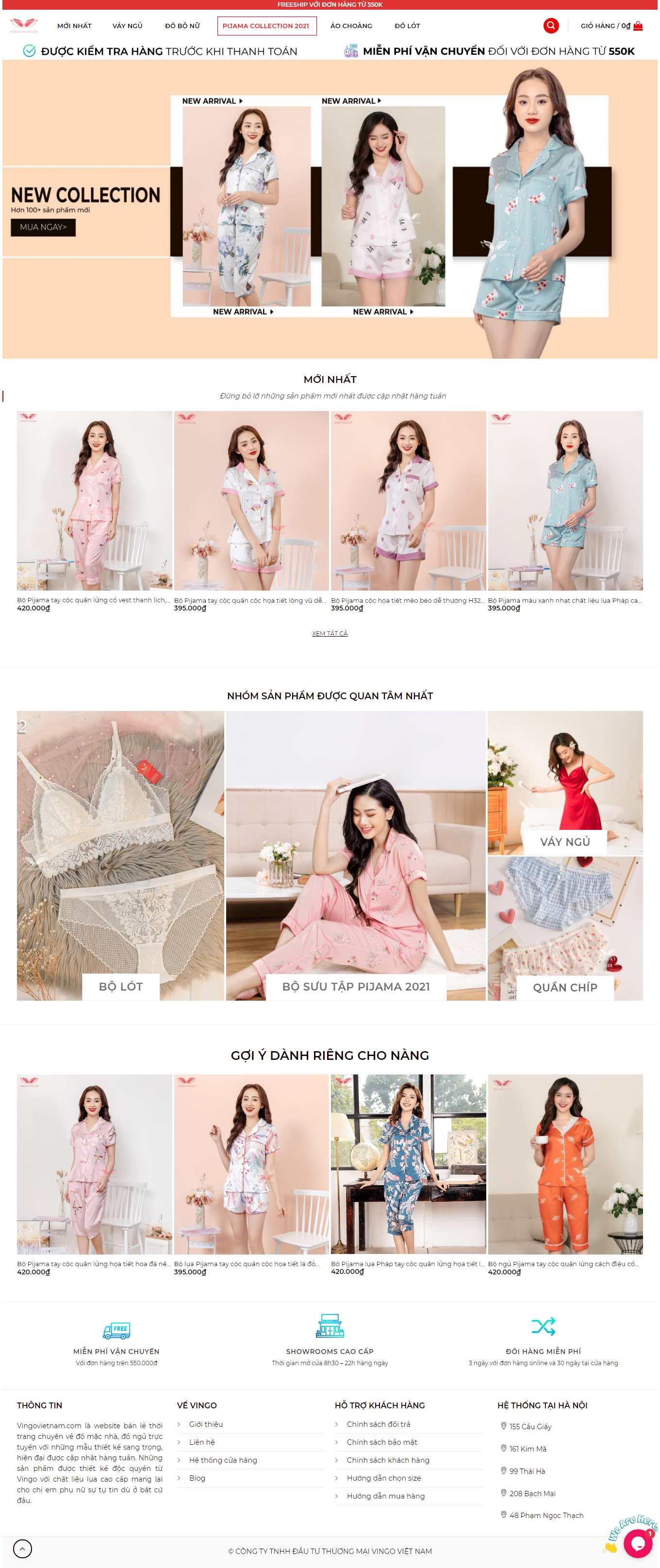 Thiết kế Web bán đồ lót đồ ngủ nam nữ online vingovietnam.com