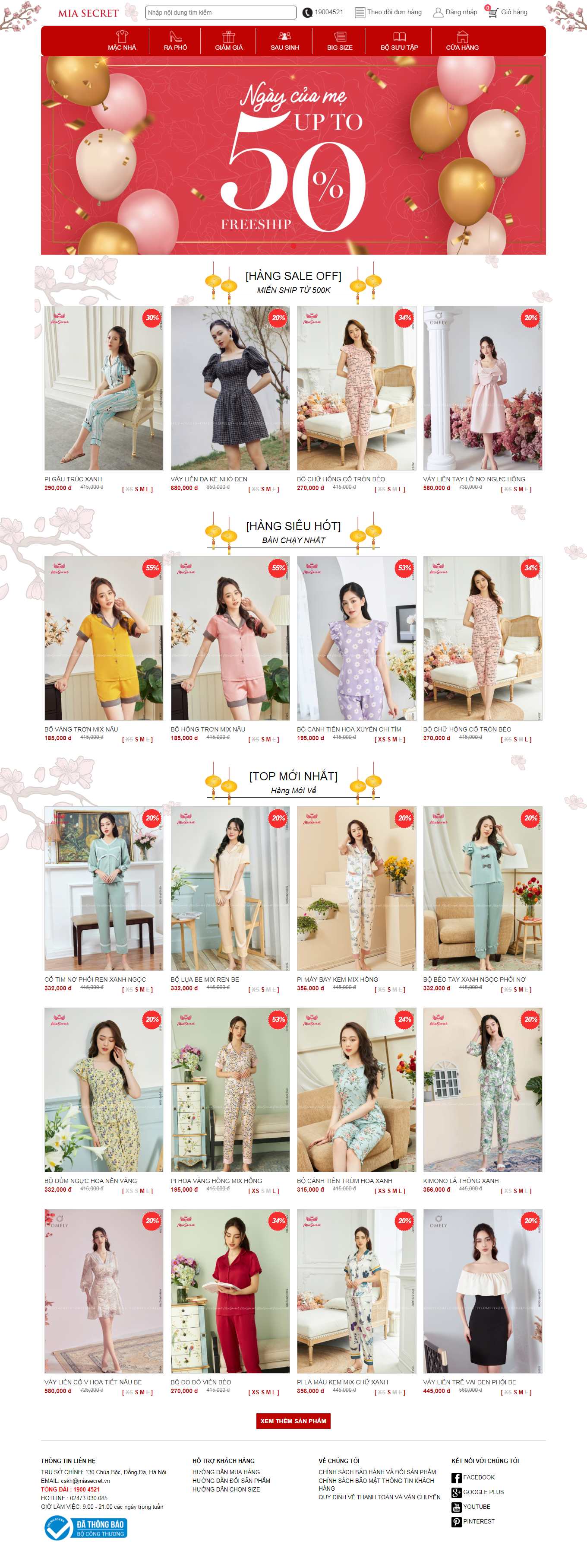 Thiết kế Web bán đồ lót đồ ngủ nam nữ online miasecret.vn