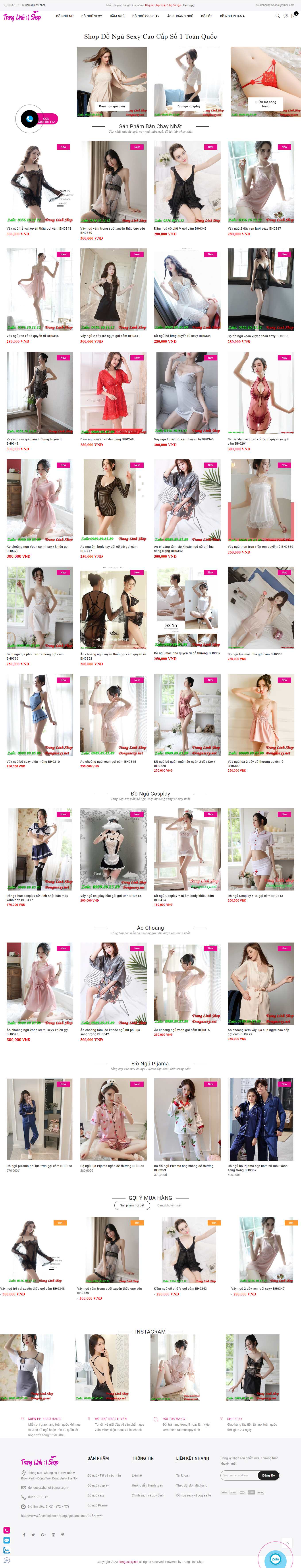 Thiết kế Web bán đồ lót đồ ngủ nam nữ online dongusexy.net