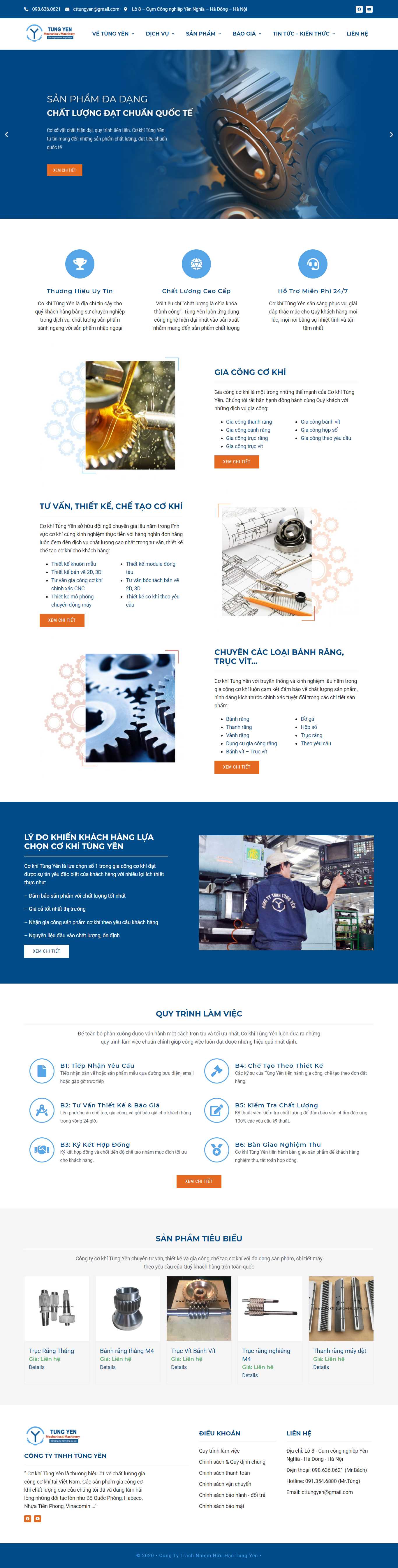 Thiết kế Web xưởng cơ khí cokhitungyen.com.vn