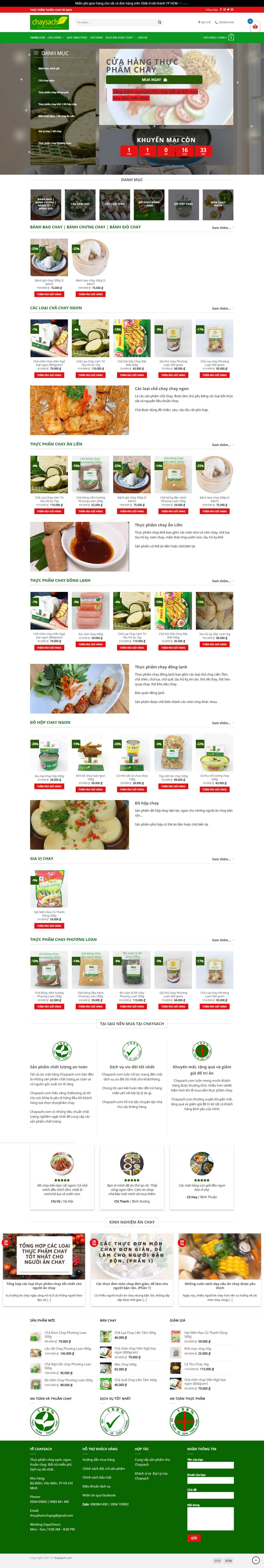 Thiết kế Web bán đồ ăn chay chaysach.com