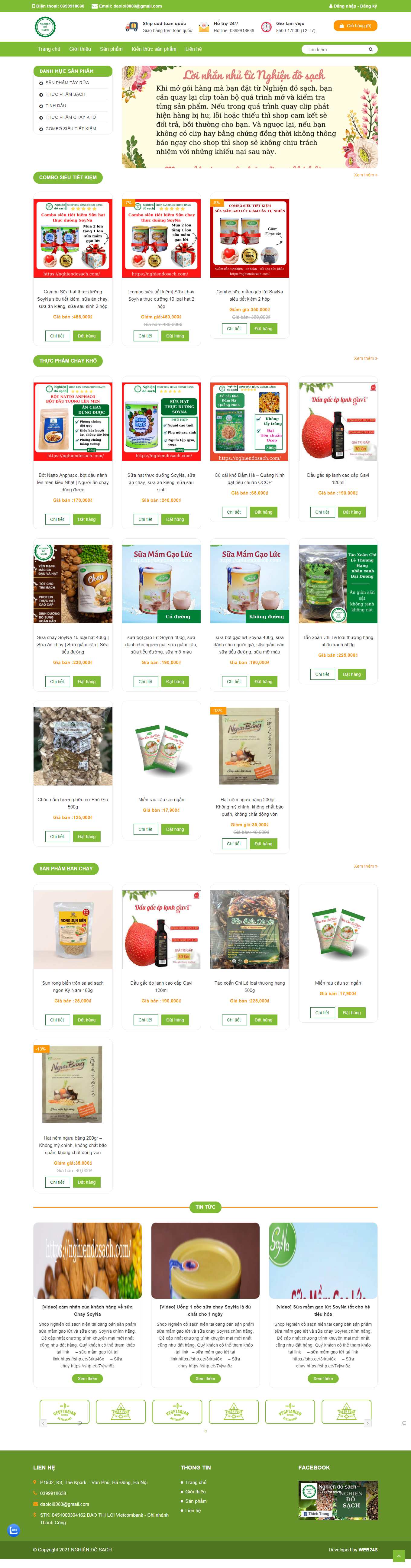 Thiết kế Web bán đồ ăn chay nghiendosach.com