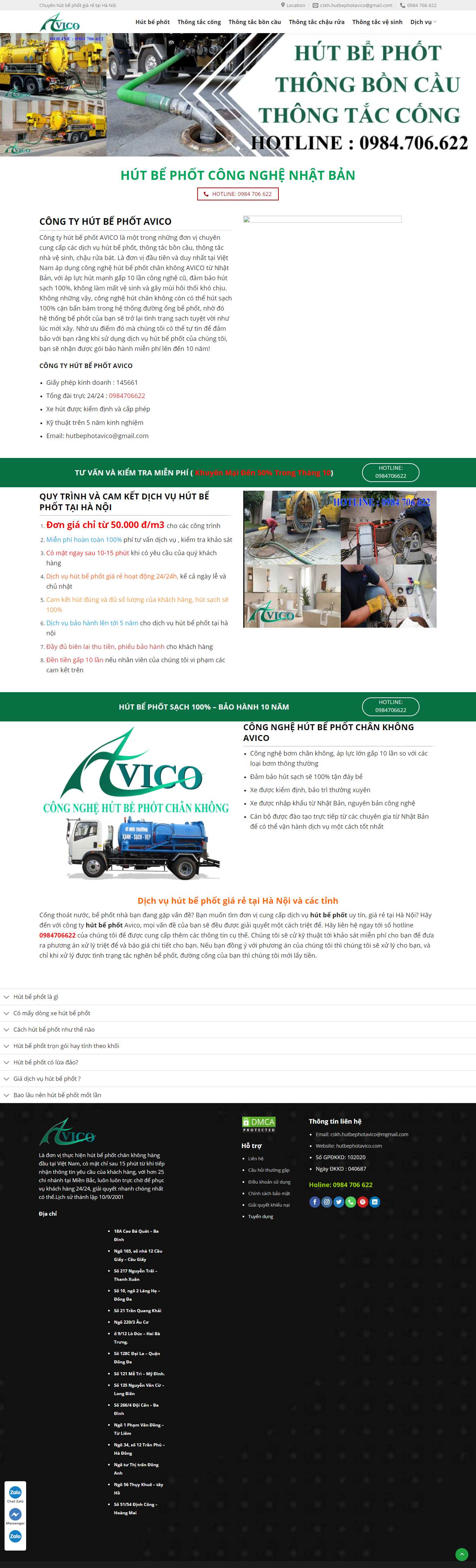 Thiết kế Web dịch vụ thông tắc công hutbephotavico.com