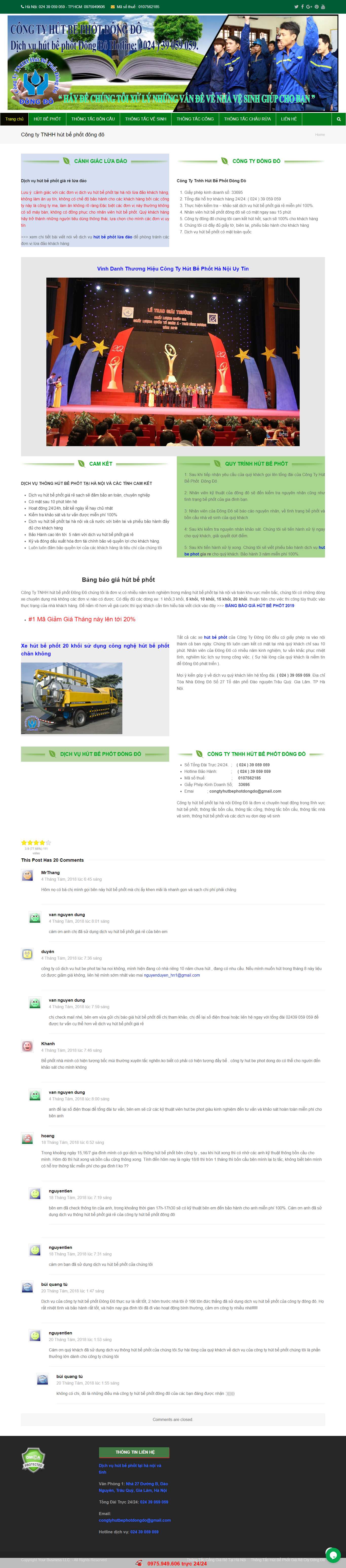 Thiết kế Web dịch vụ thông tắc công hutbephotdongdo.com