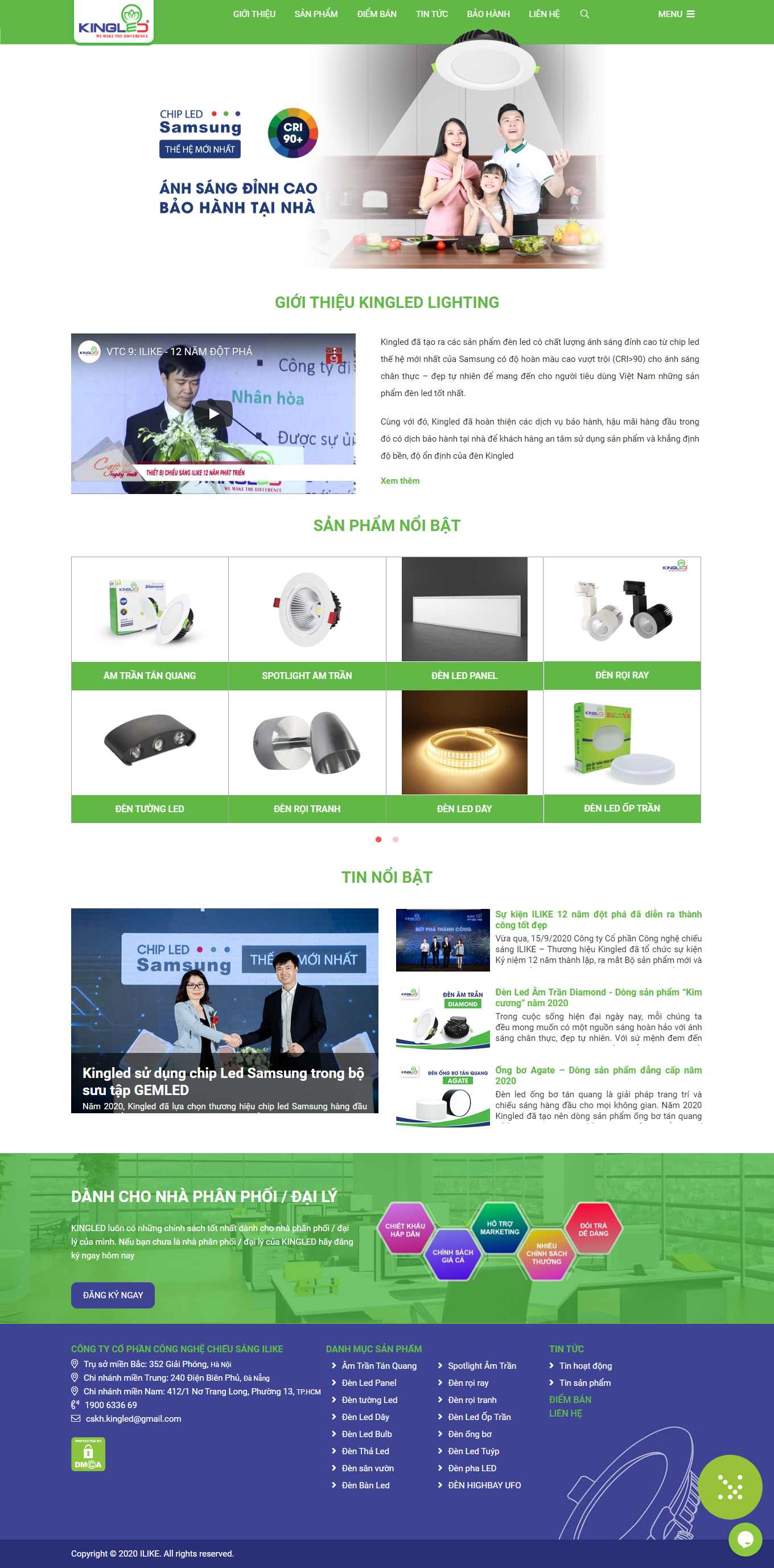 Thiết kế Web đèn led kingled.vn