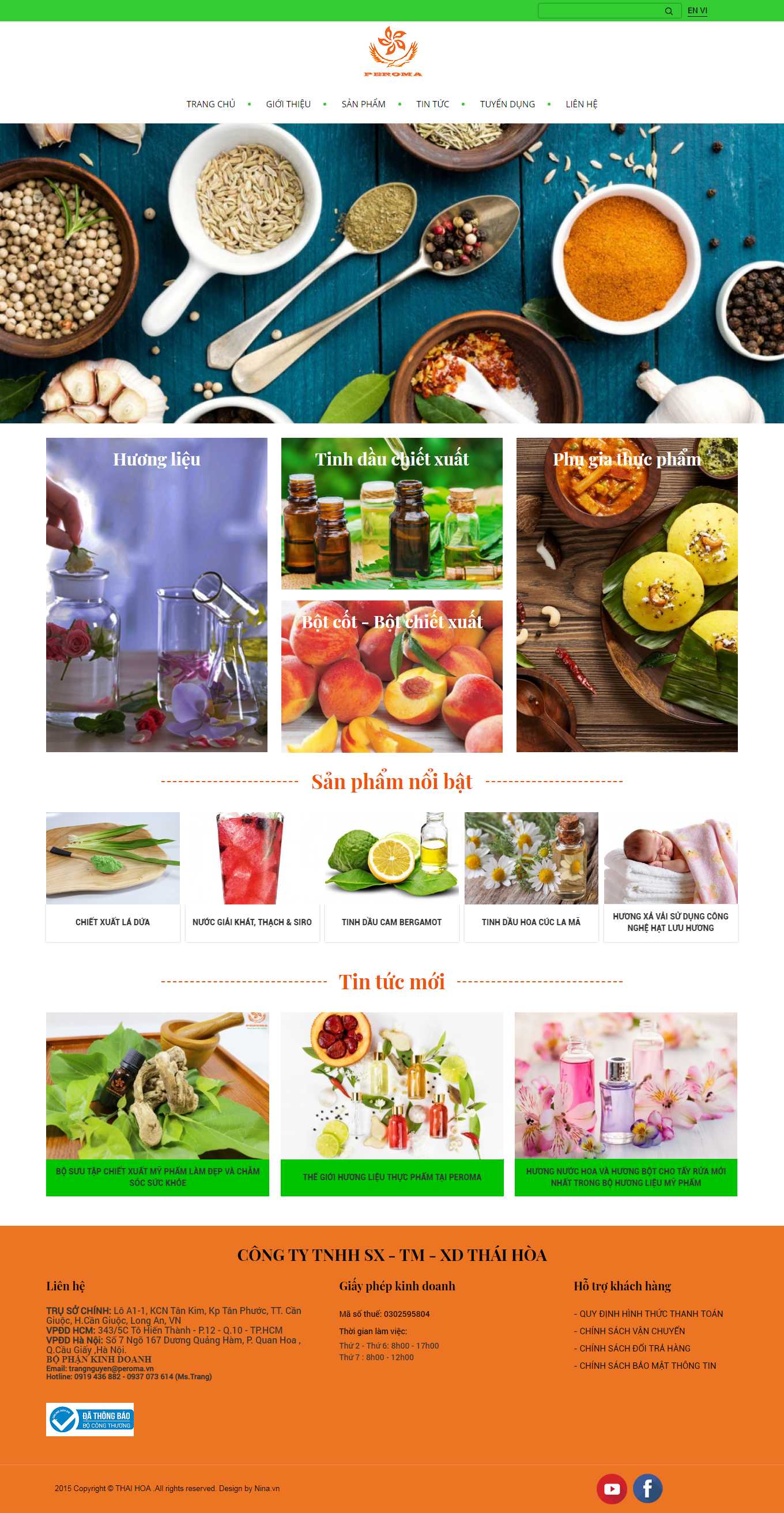 Thiết kế Web bán tinh dầu nguyên chất peroma.vn