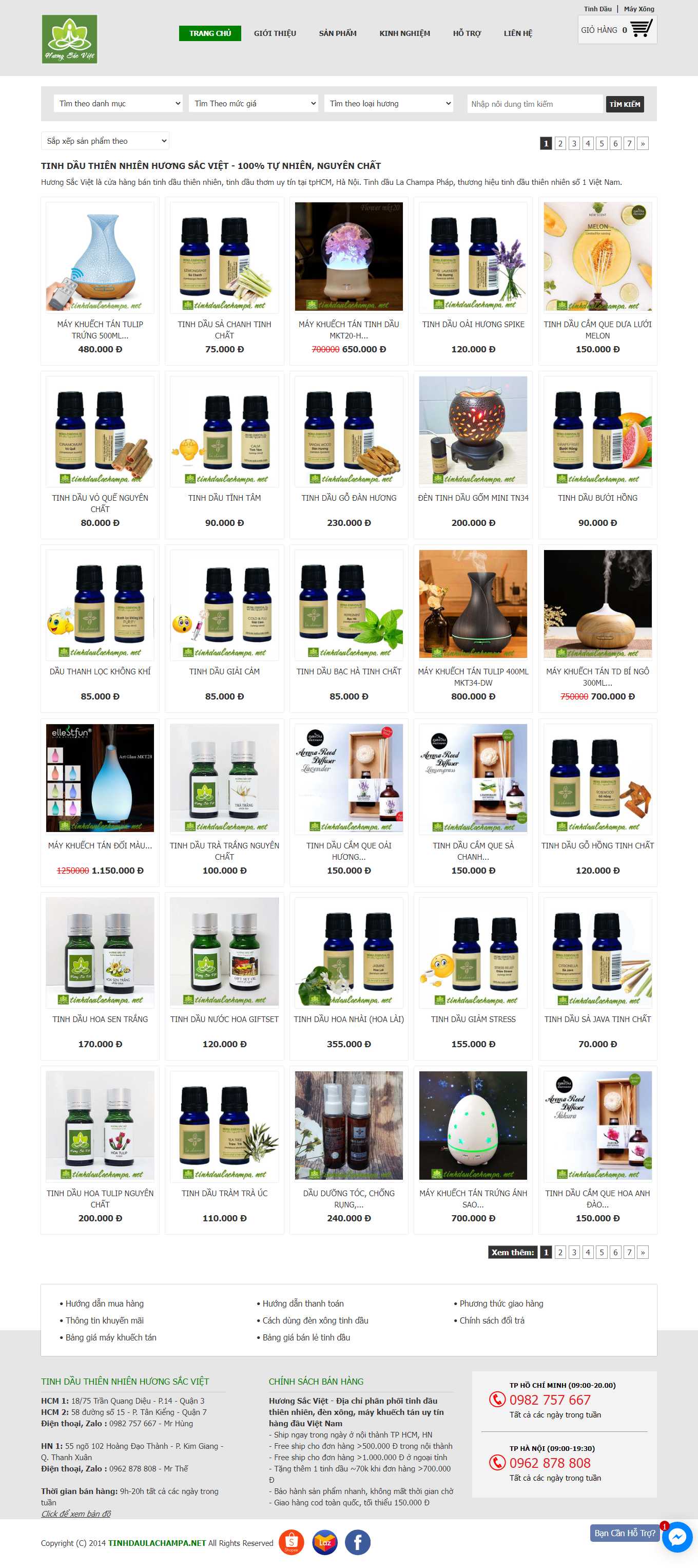 Thiết kế Web bán tinh dầu nguyên chất tinhdaulachampa.net
