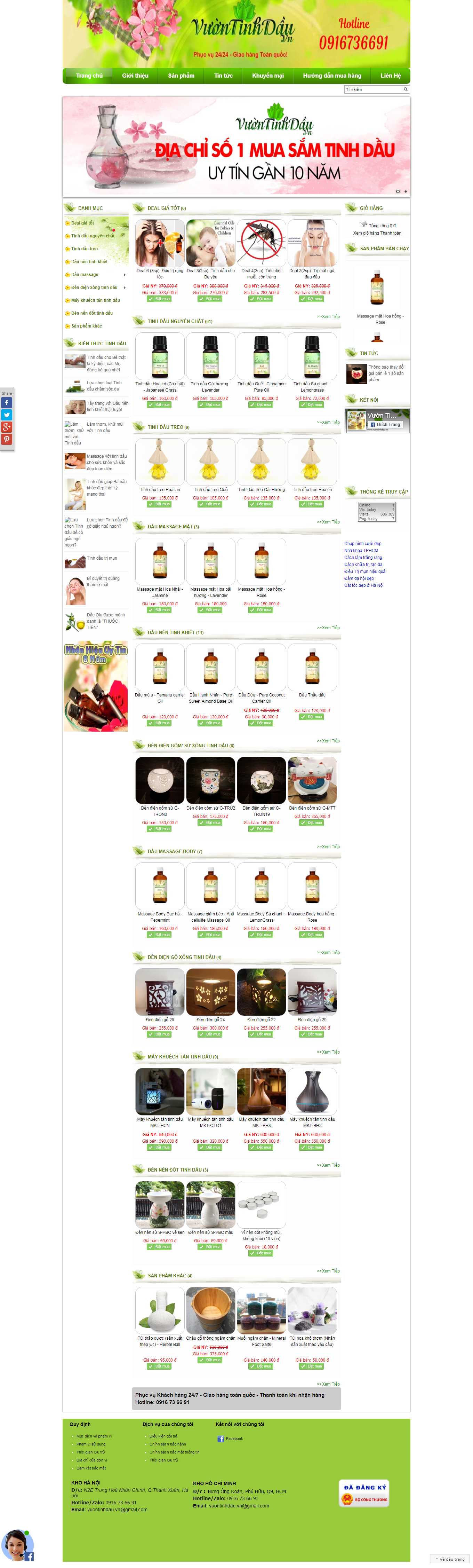 Thiết kế Web bán tinh dầu nguyên chất vuontinhdau.vn