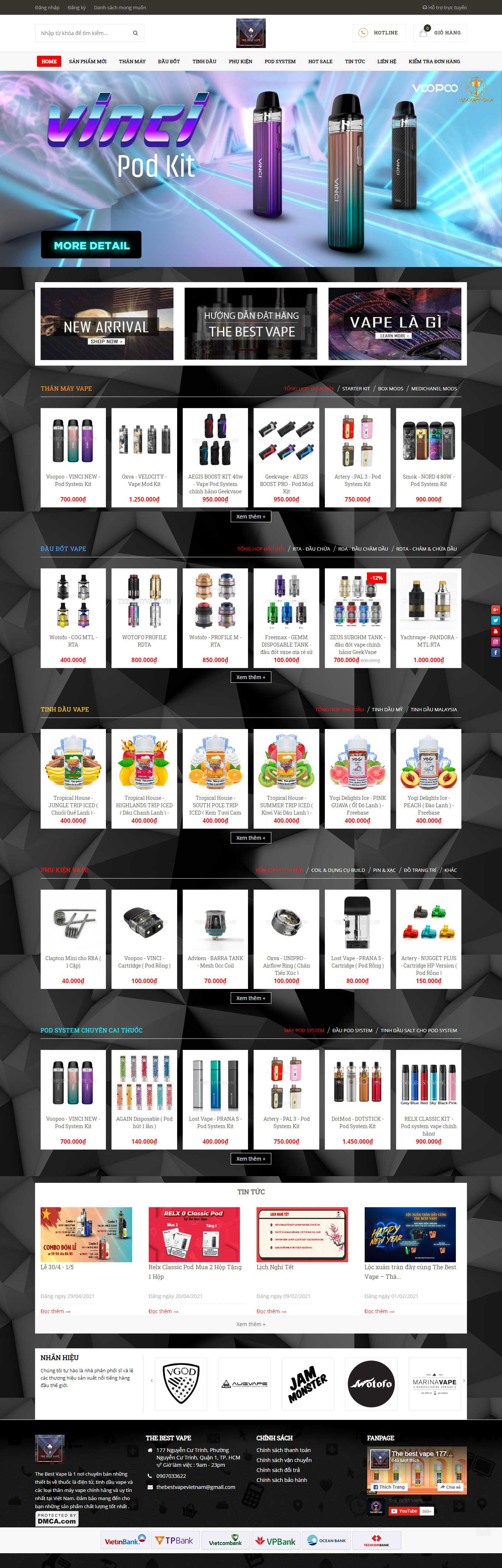 Thiết kế Web bán tinh dầu nguyên chất thebestvape.vn