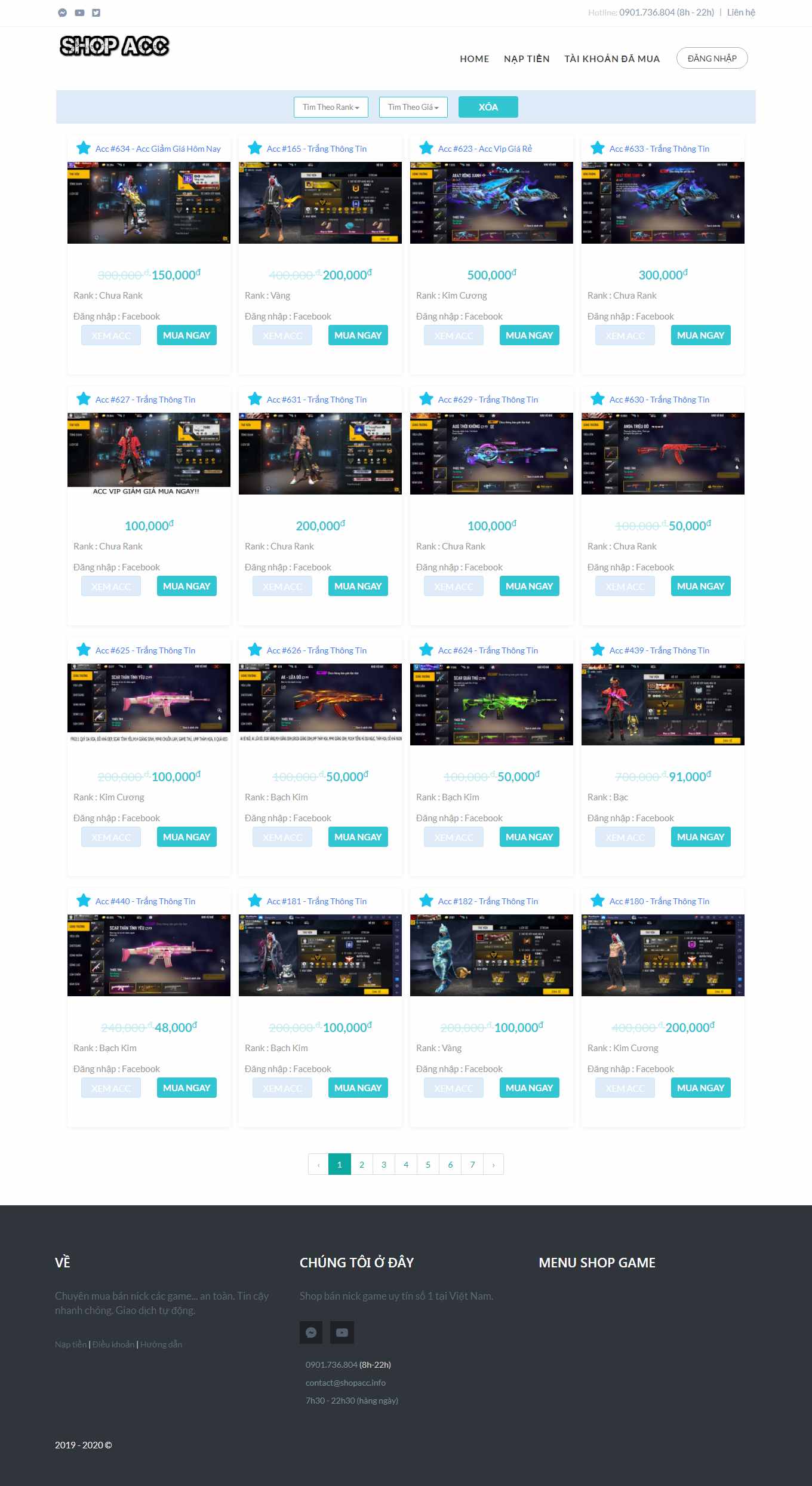 Thiết kế Web giới thiệu game, trò chơi điện tử shopacc.info