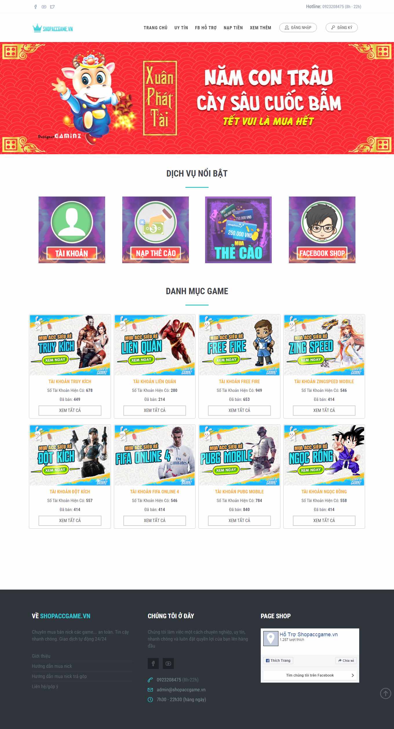 Thiết kế Web giới thiệu game, trò chơi điện tử shopaccgame.vn