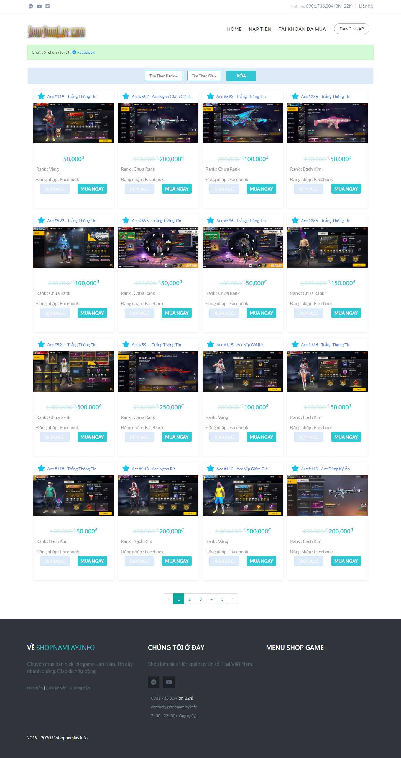 Thiết kế Web giới thiệu game, trò chơi điện tử shopnamlay.info