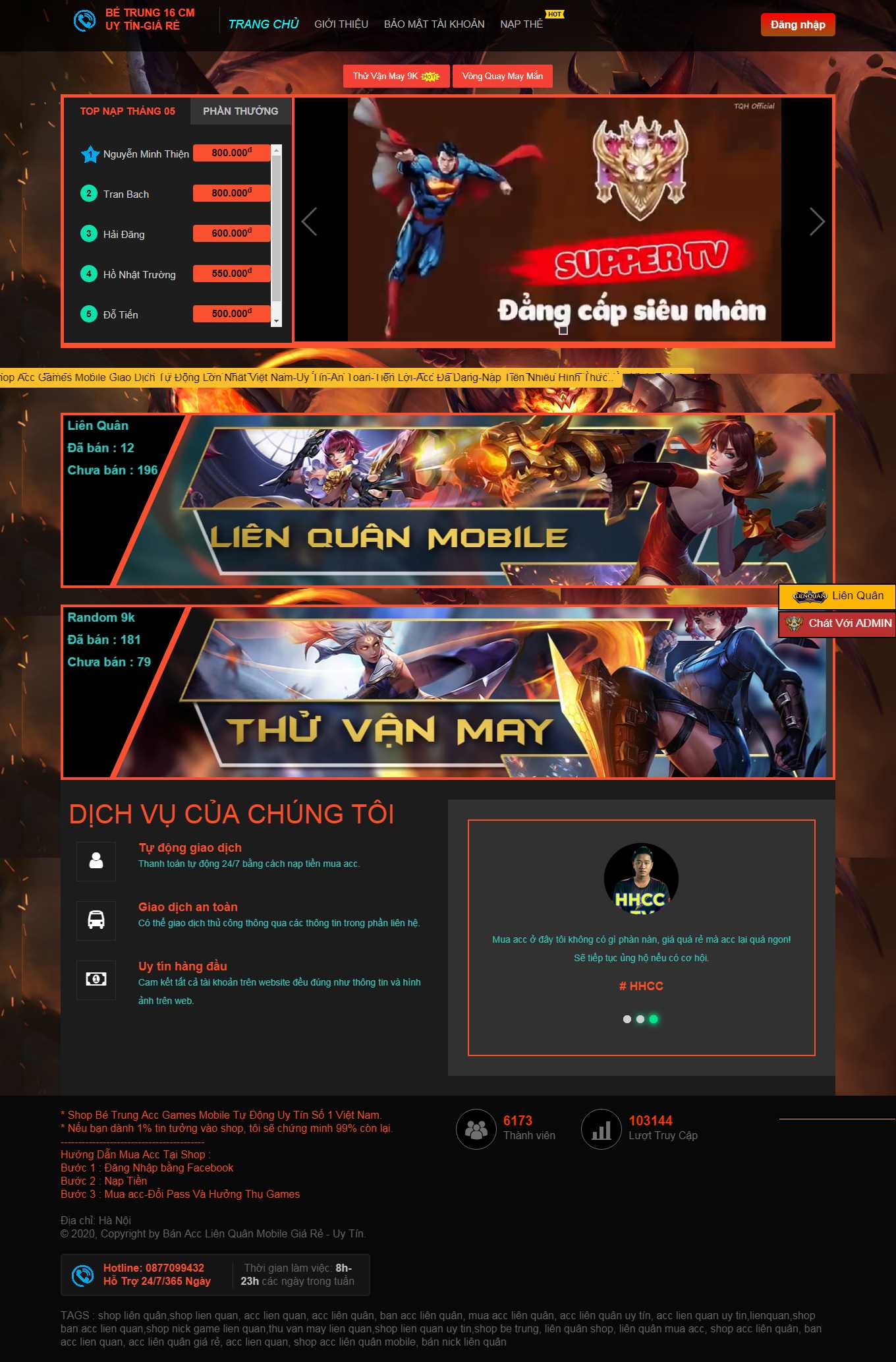 Thiết kế Web giới thiệu game, trò chơi điện tử shopbetrung.com