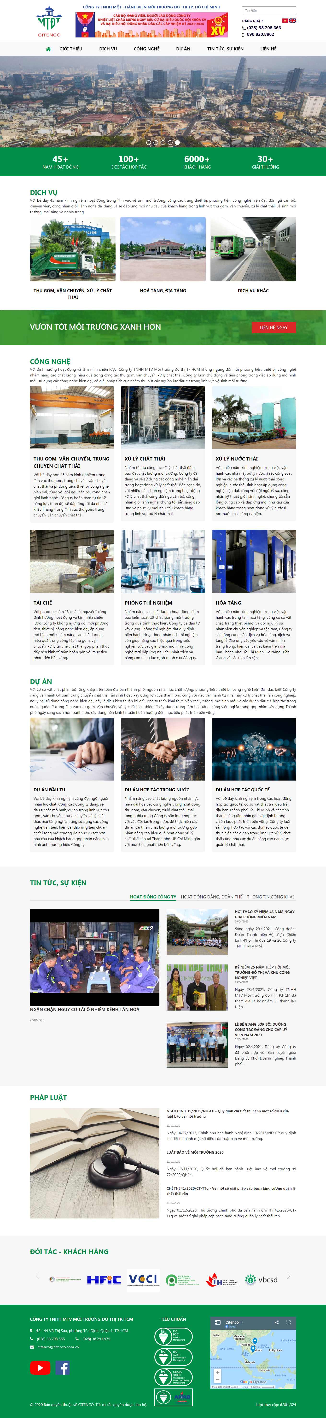 Thiết kế Web công ty môi trường citenco.com.vn