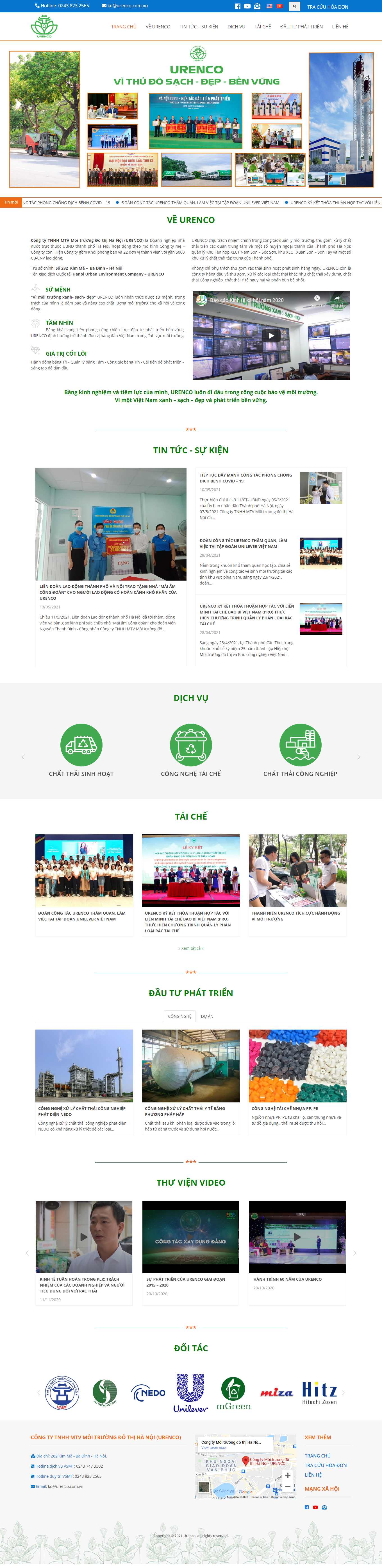 Thiết kế Web công ty môi trường urenco.com.vn