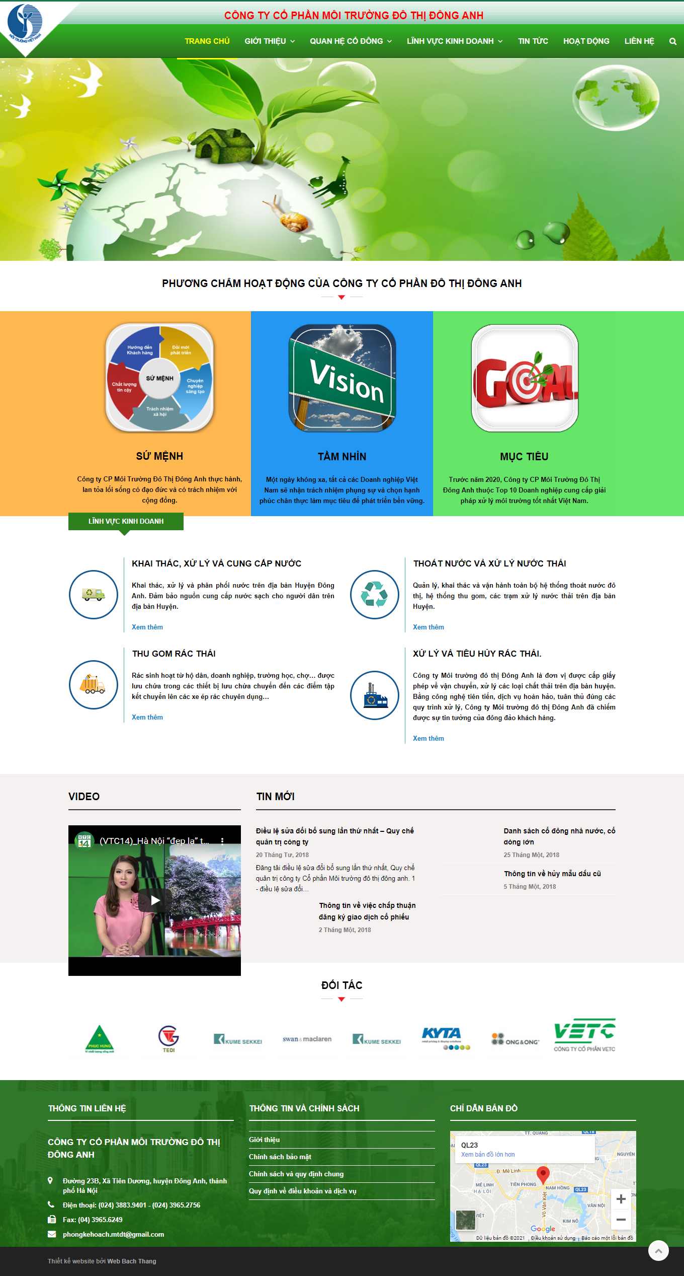 Thiết kế Web công ty môi trường moitruongdonganh.vn