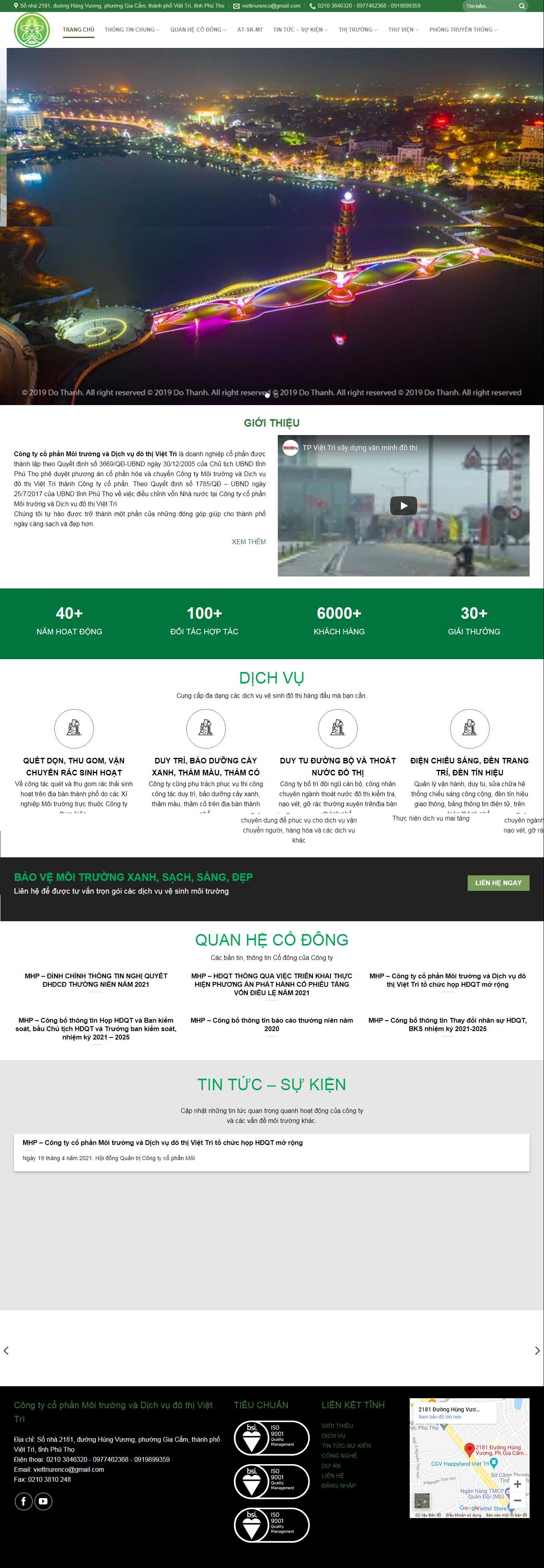 Thiết kế Web công ty môi trường viettriurenco.vn