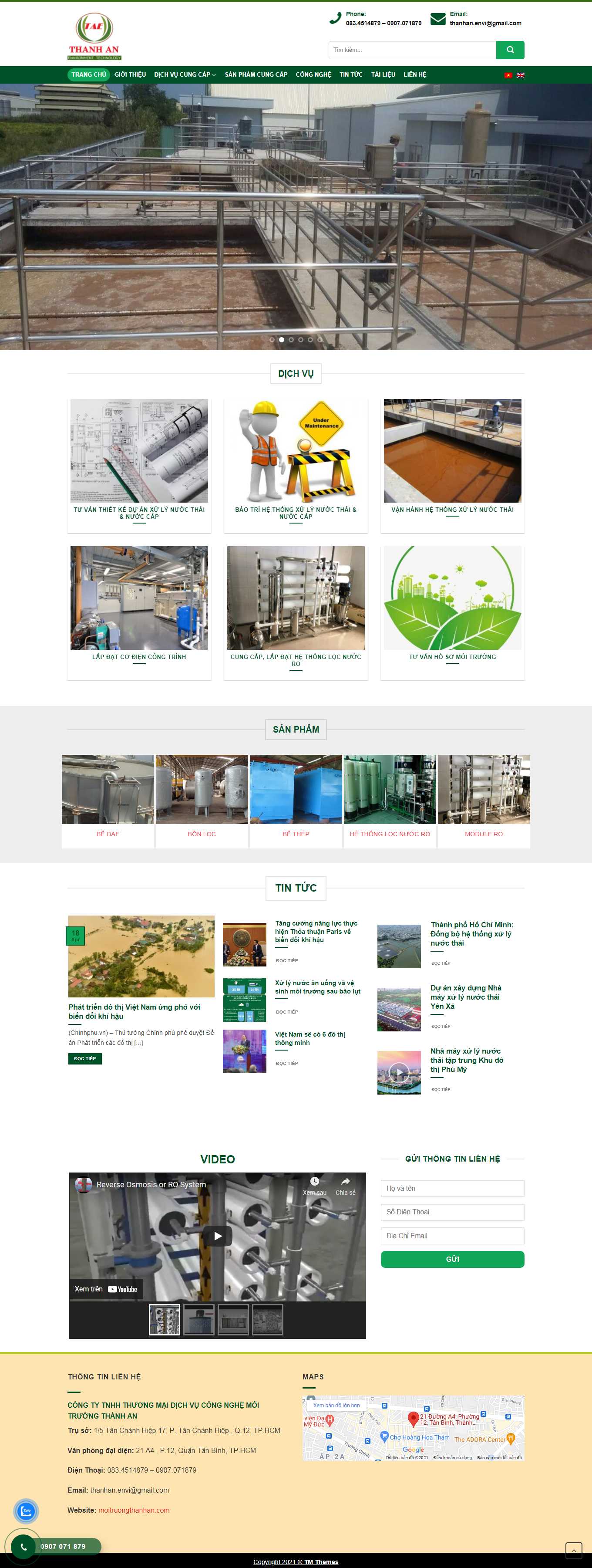 Thiết kế Web dịch vụ thông tắc công moitruongthanhan.com