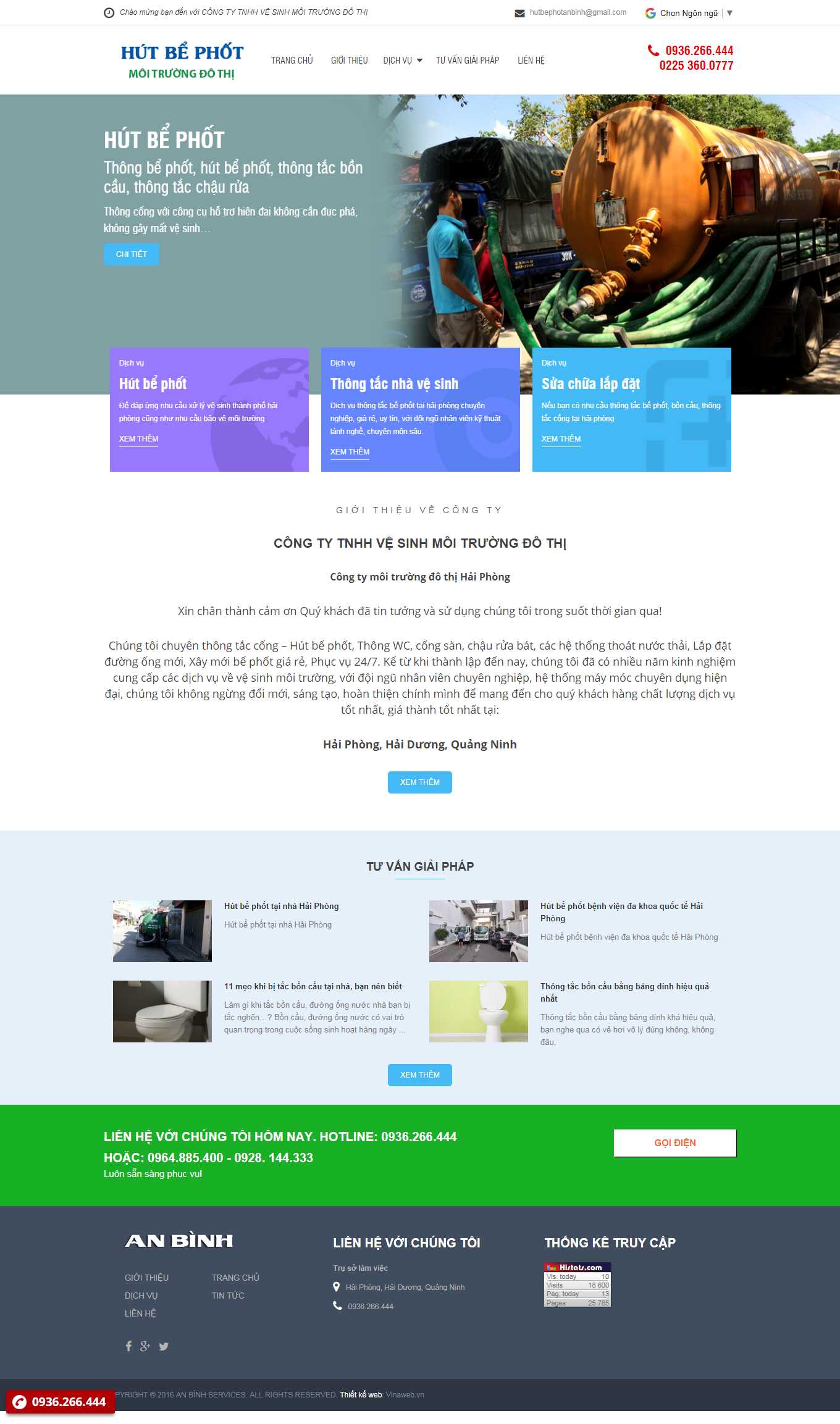 Thiết kế Web dịch vụ thông tắc công hutbephotanbinh.com