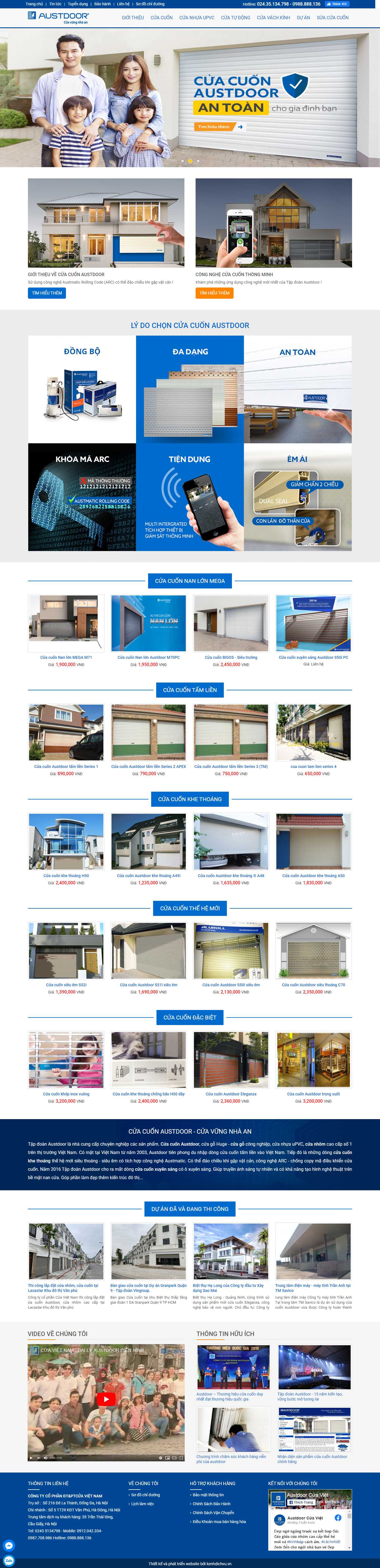 Thiết kế Web nhôm kính, cửa cuốn cuacuonaustdoor.net