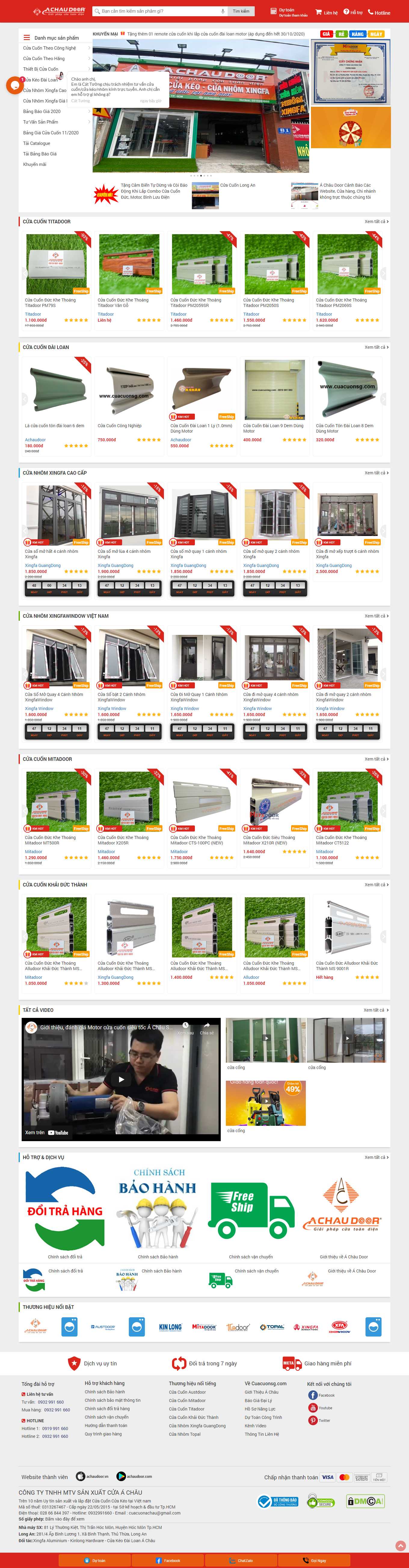 Thiết kế Web nhôm kính, cửa cuốn cuacuonsg.com