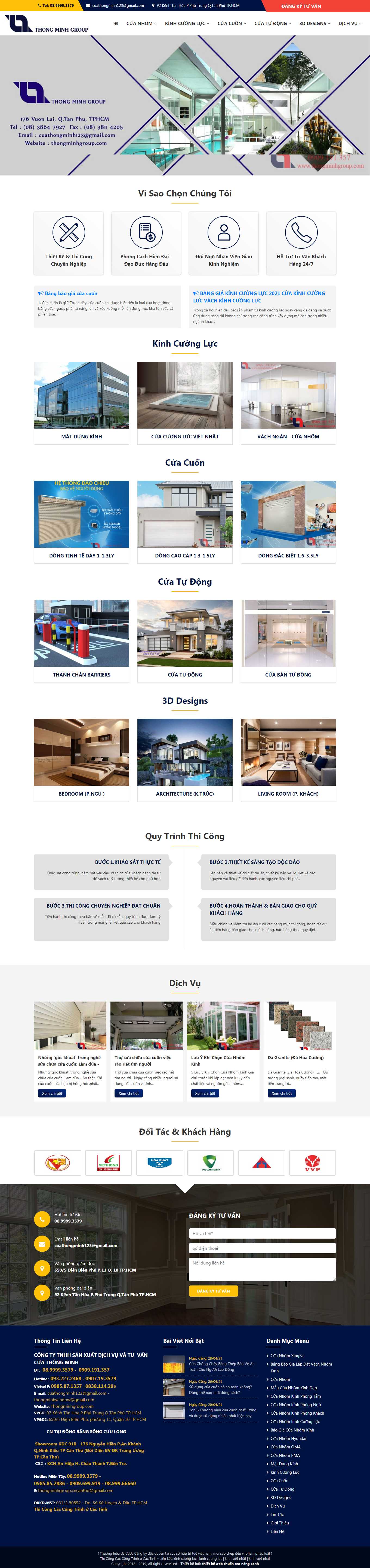 Thiết kế Web nhôm kính, cửa cuốn thongminhgroup.com