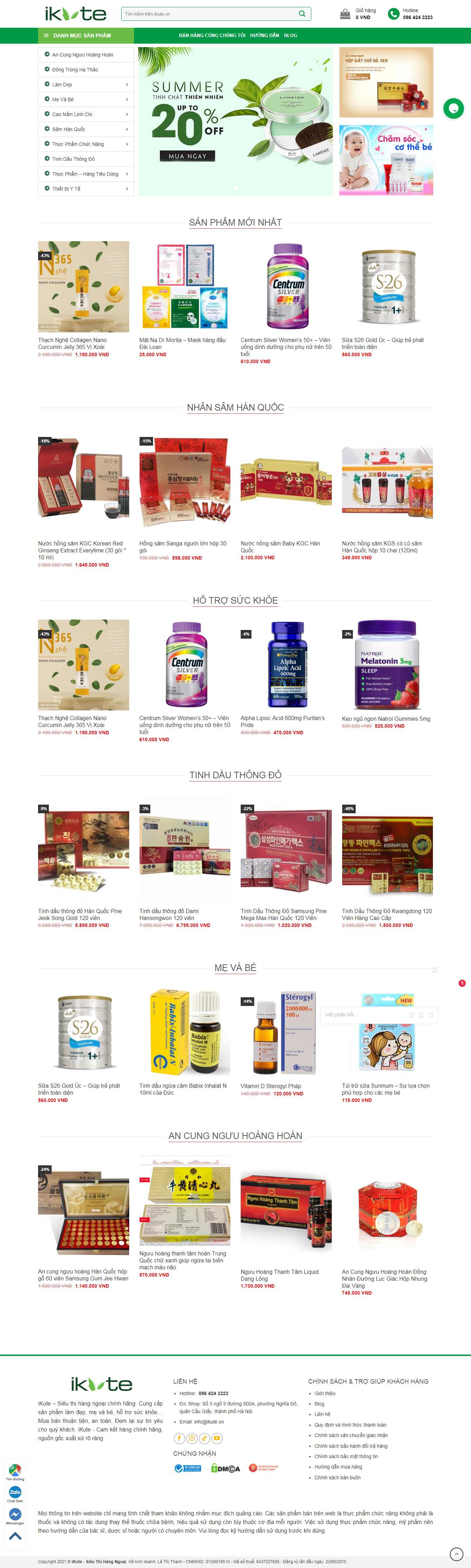 Thiết kế Web bán nhân sâm linh chi ikute.vn