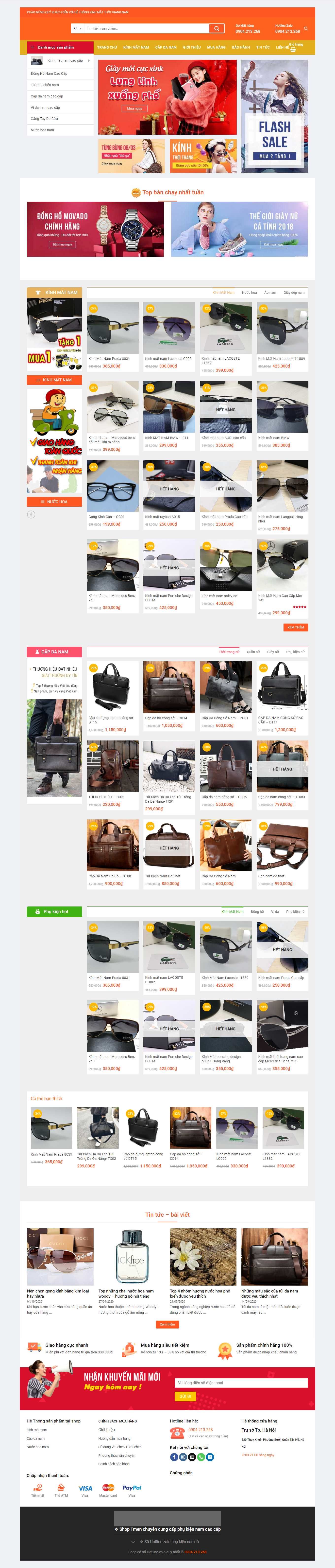 Thiết kế Web kính mắt thời trang, cao cấp phukiennamcaocap.com