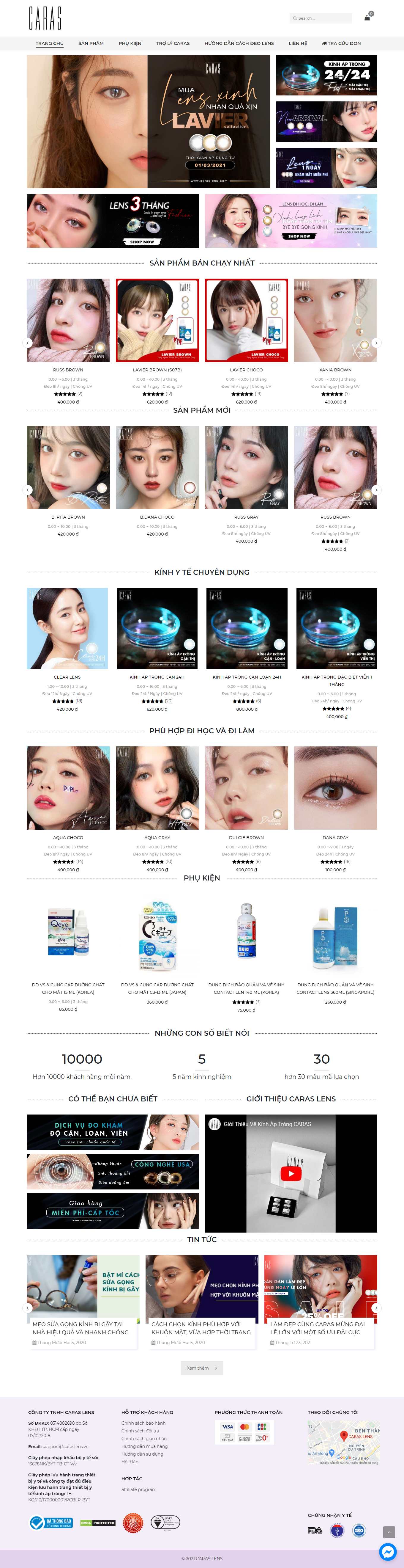 Thiết kế Web kính mắt thời trang, cao cấp caraslens.com