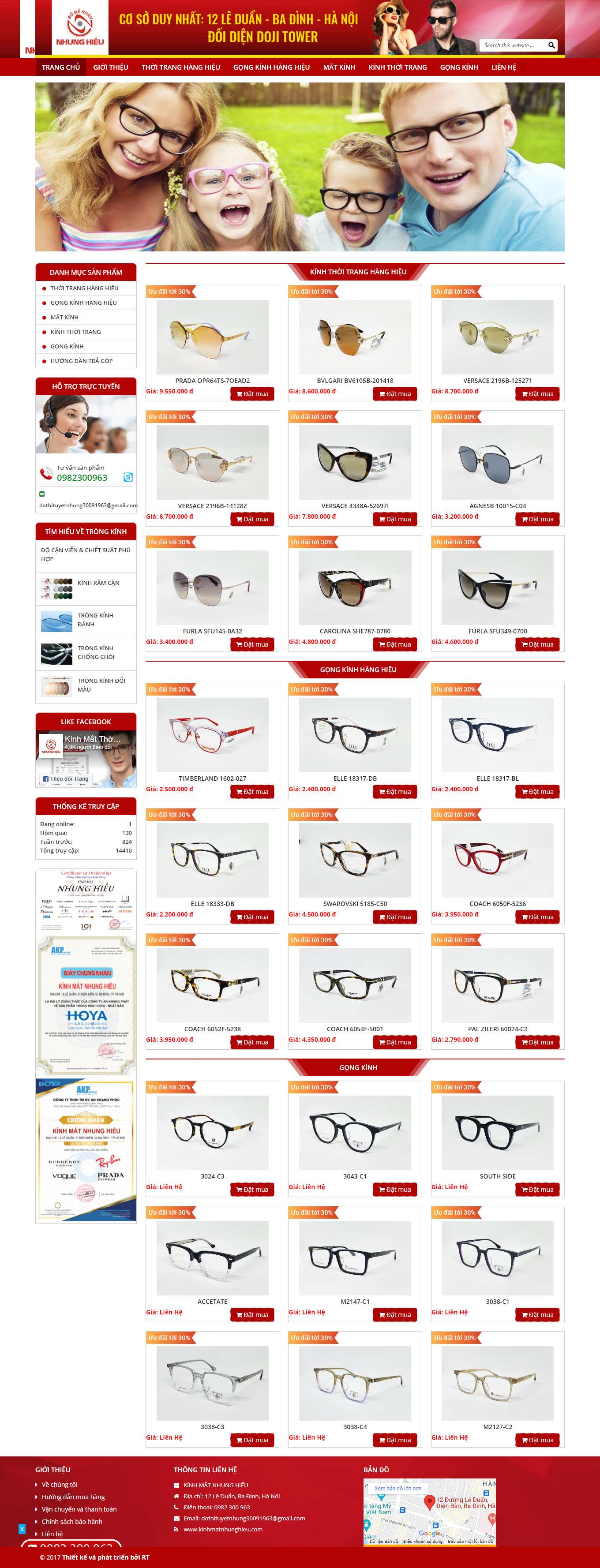 Thiết kế Web kính mắt thời trang, cao cấp kinhmatnhunghieu.com