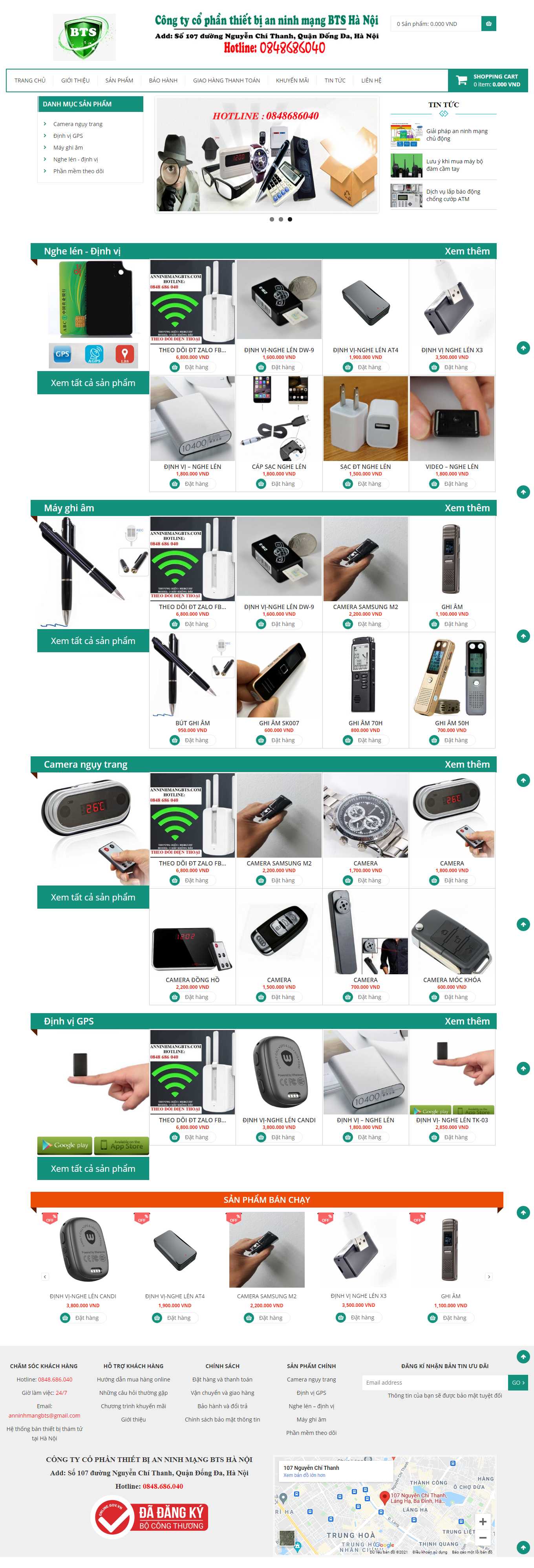 Thiết kế Web bán thiết bị nghe nhìn anninhmangbts.com
