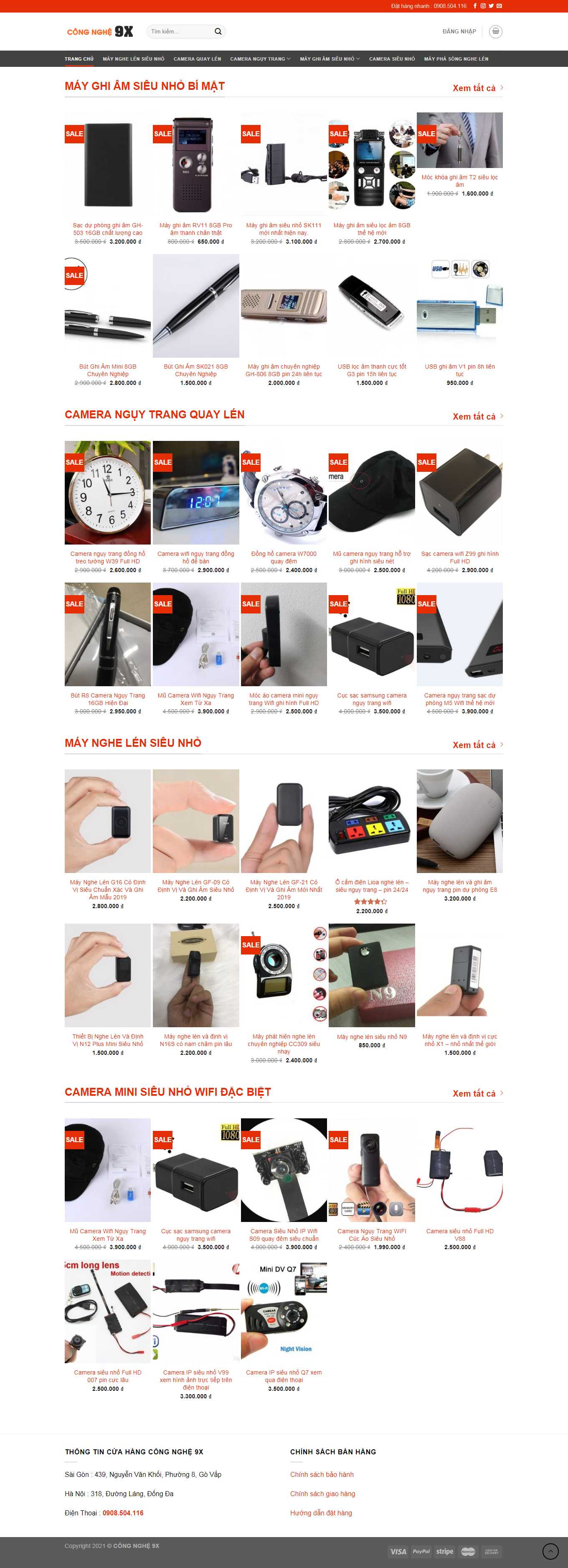 Thiết kế Web bán thiết bị nghe nhìn congnghe9x.com