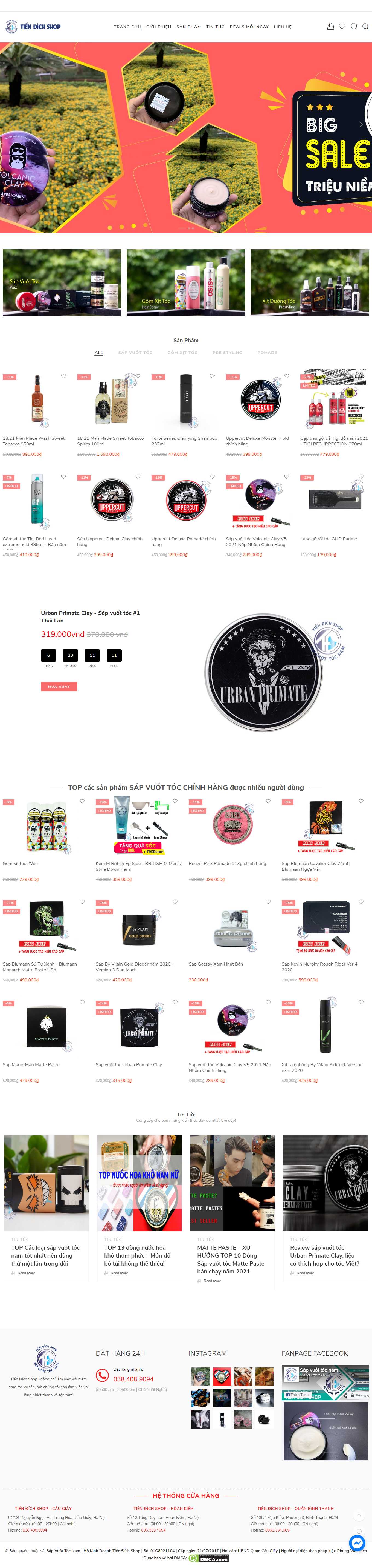 Thiết kế Web bán sáp vuốt tóc sapvuottocnam.com